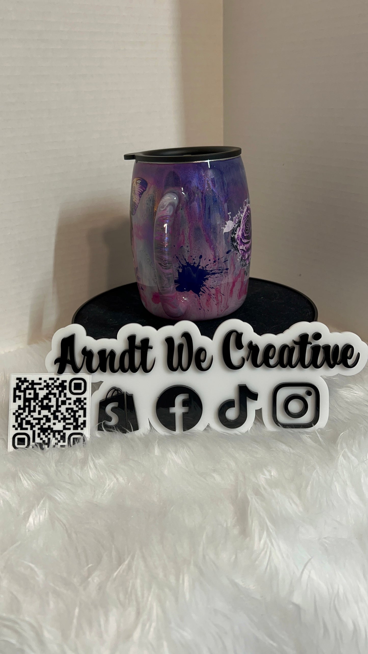 Ready to Ship - 14oz Coffee Mug (Purple Butterfly)