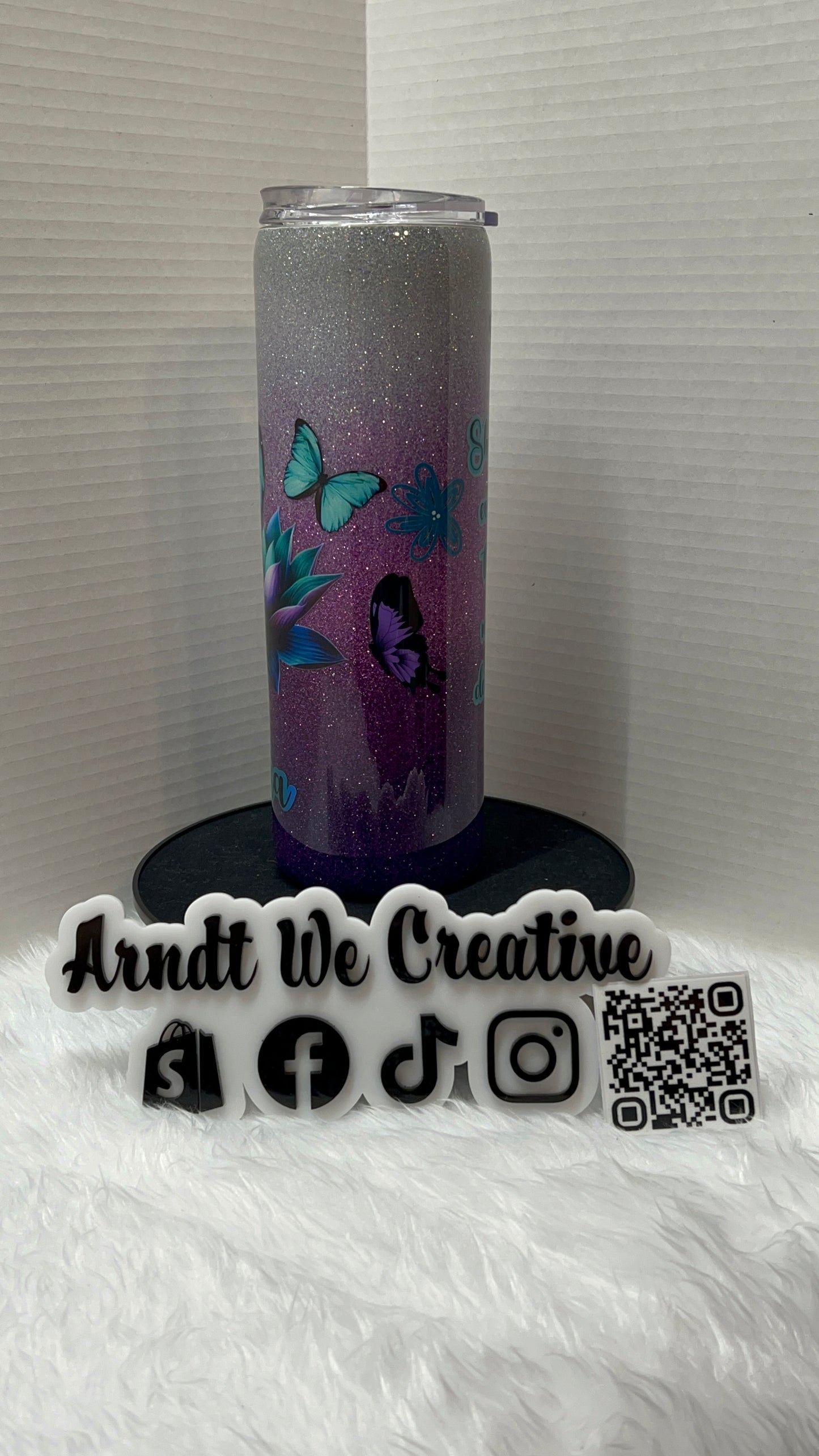 Ready to Ship - 30oz Skinny Tumbler (Purple ombre with butterfly)