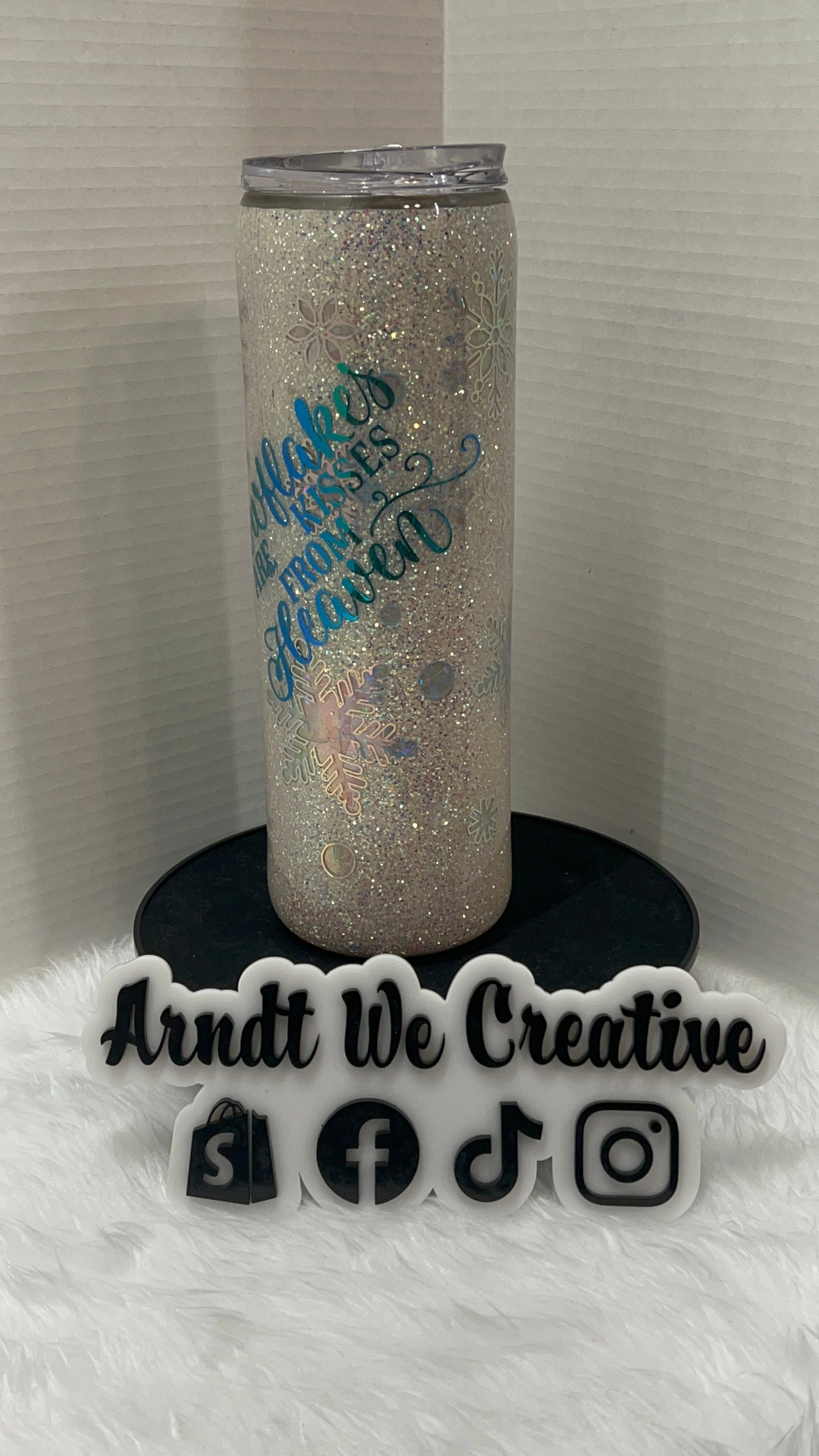 Ready to Ship - 30oz Skinny Tumbler (Snowflakes Are Kisses From Heaven)