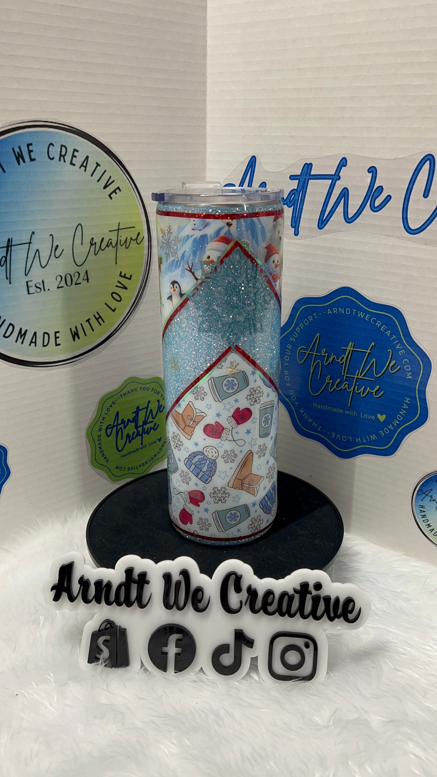 Ready to Ship - 30oz Skinny Tumbler (Blue Polar Bears)