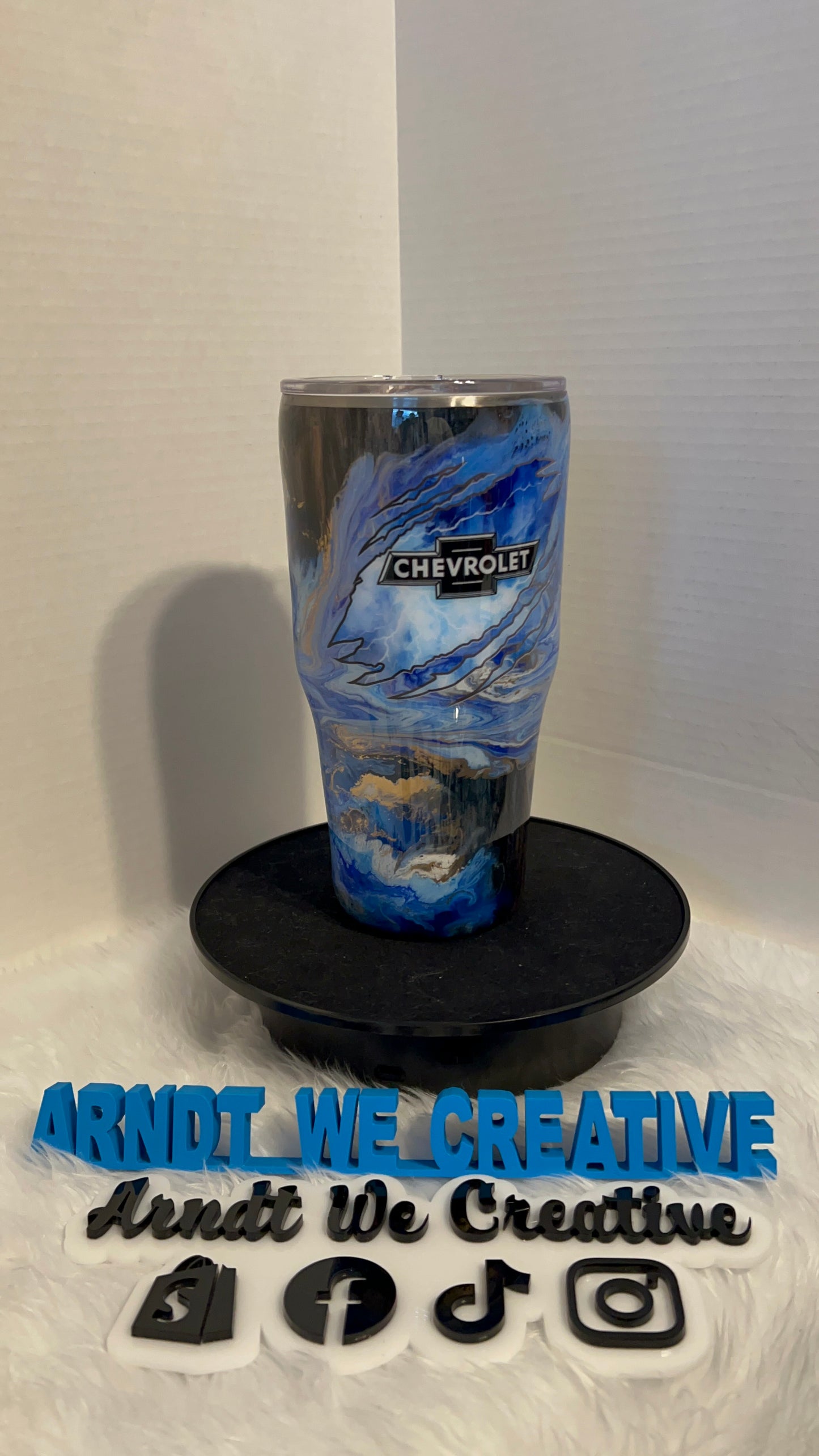Ready to Ship - 30oz Modern Curve Tumbler (Alcohol Ink Swirl with Woodgrain)