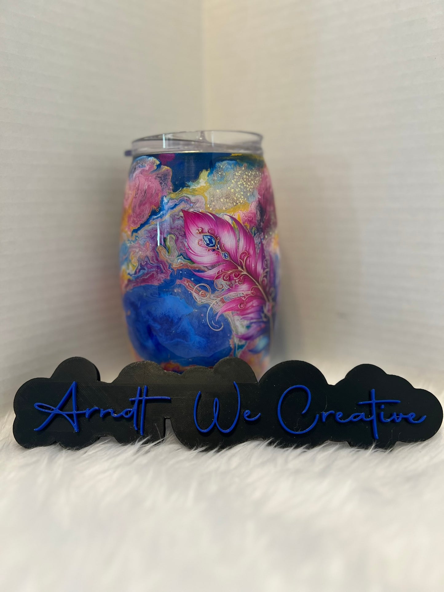 Ready to Ship - 15oz Barrel (Feather Alcohol Ink Swirl)