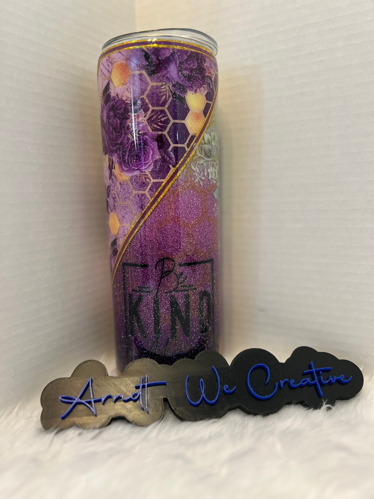 Ready to Ship - 30oz Skinny Tumbler (Purple ombre, Be Kind Honeycomb)