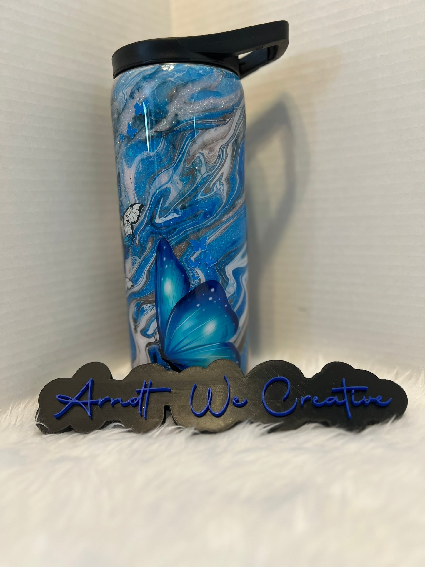 Ready to Ship - 25oz Skinny Tumbler (Believe Butterfly Hydrodip)