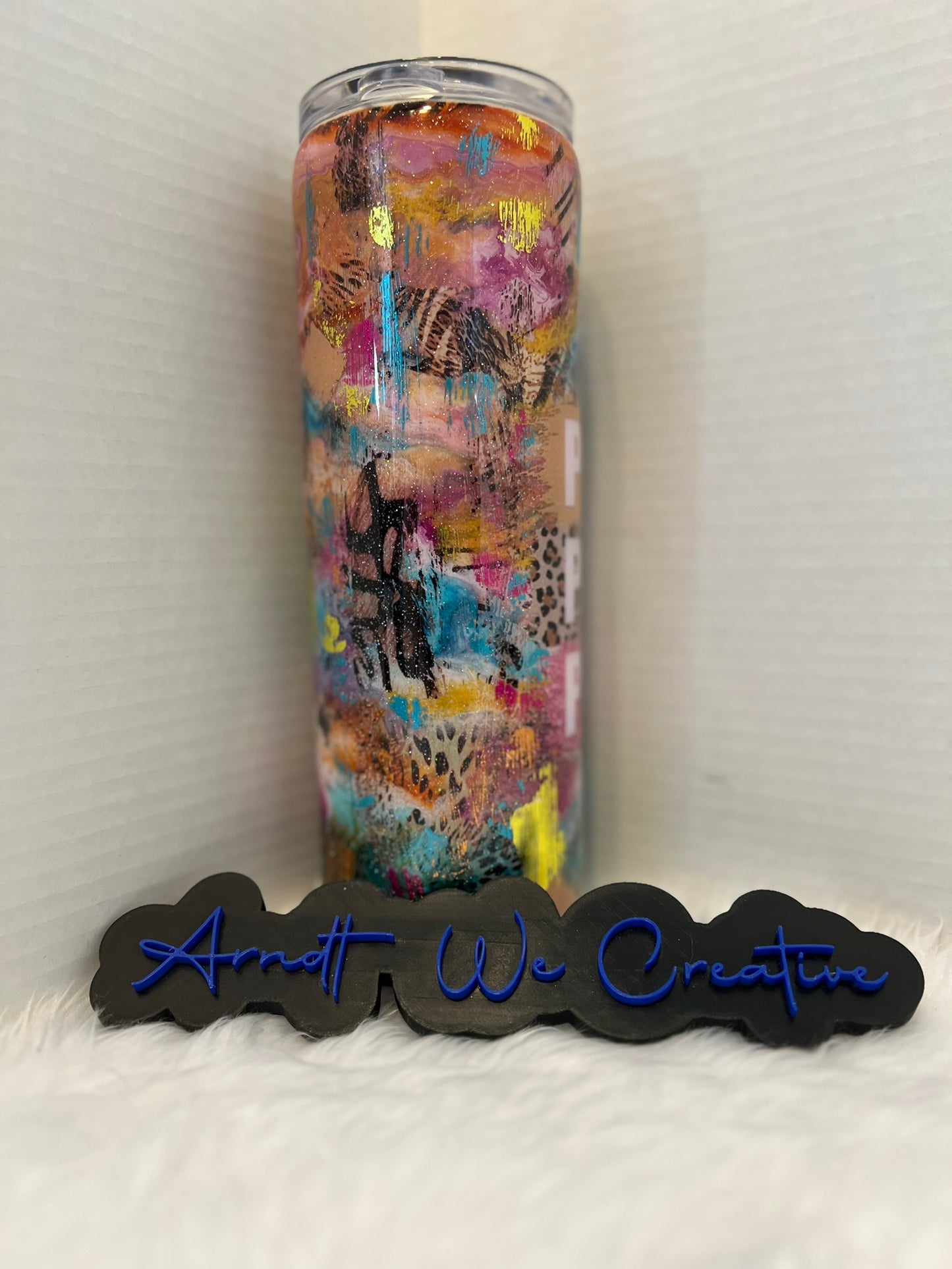 Ready to Ship - 30oz Skinny Tumbler (Pray alcohol ink abstract)