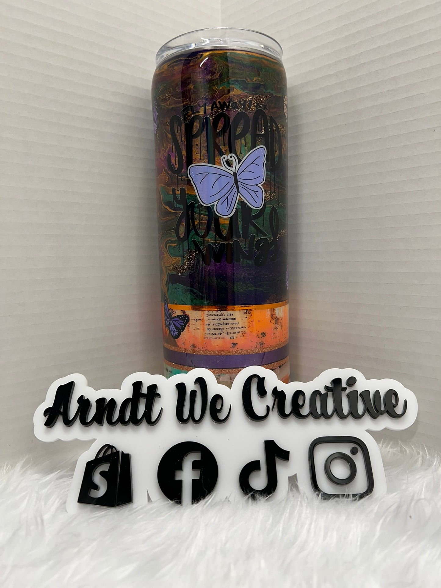 Ready to Ship - 30oz Skinny Tumbler (Fly Away Spread Your Wings)