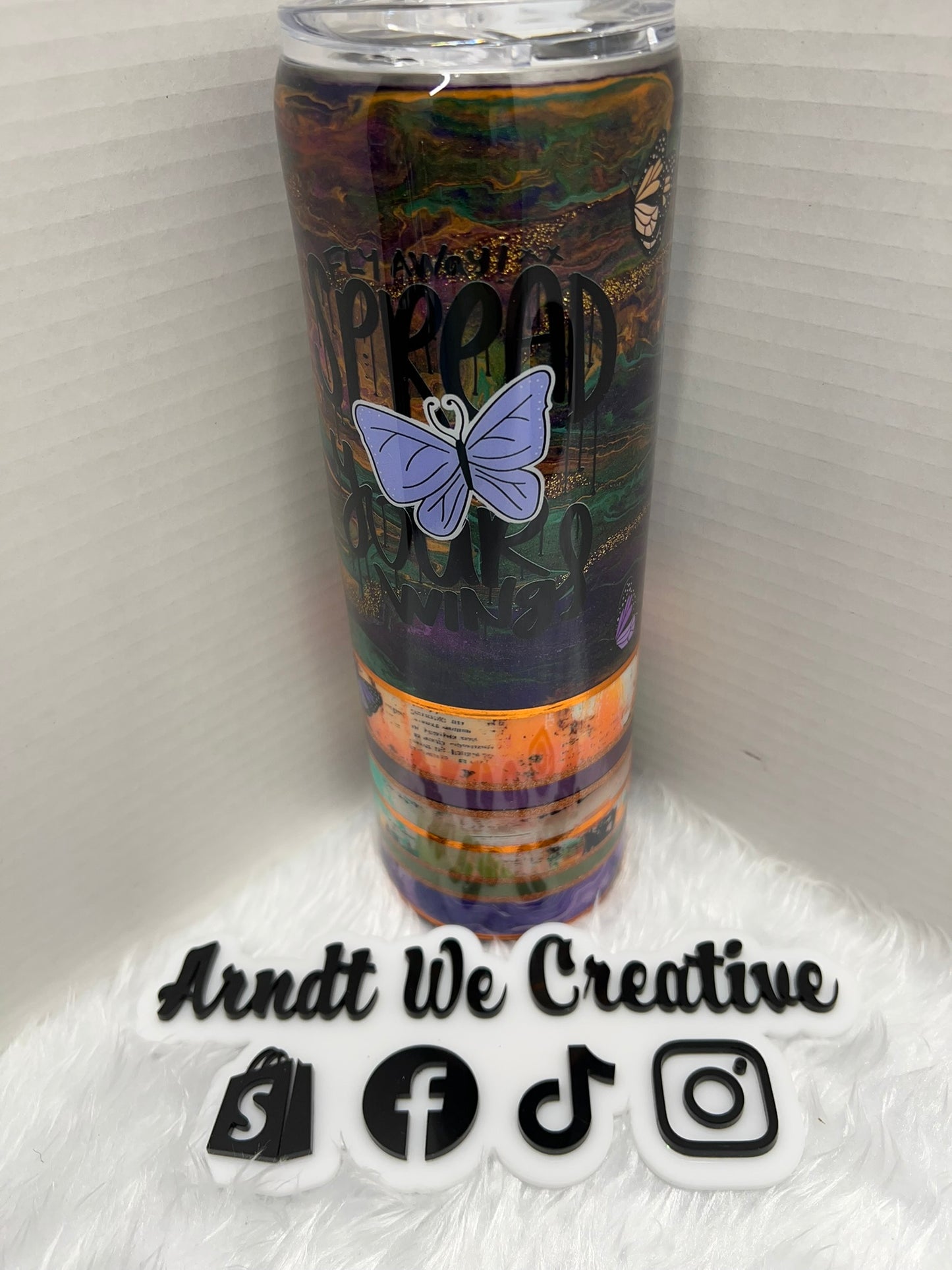 Ready to Ship - 30oz Skinny Tumbler (Fly Away Spread Your Wings)