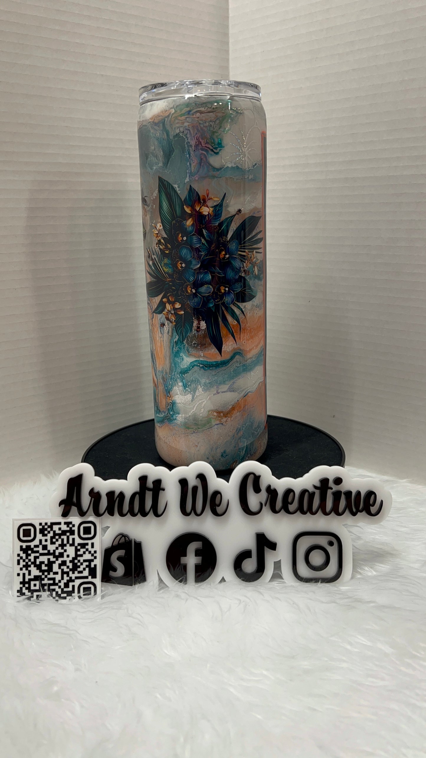 Ready to Ship - 30oz Skinny Tumbler (Ink Drop Floral)