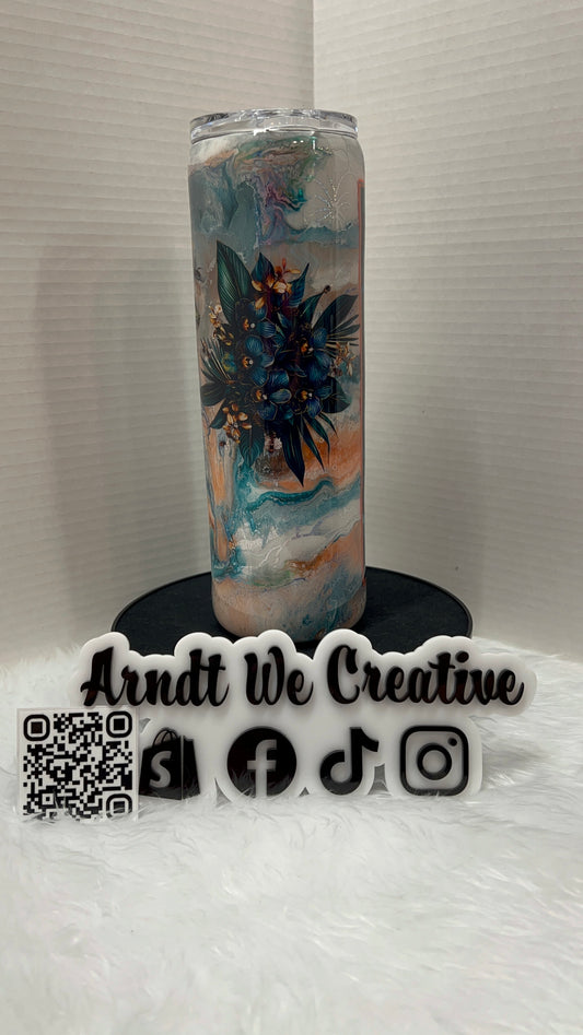 Ready to Ship - 30oz Skinny Tumbler (Ink Drop Floral)