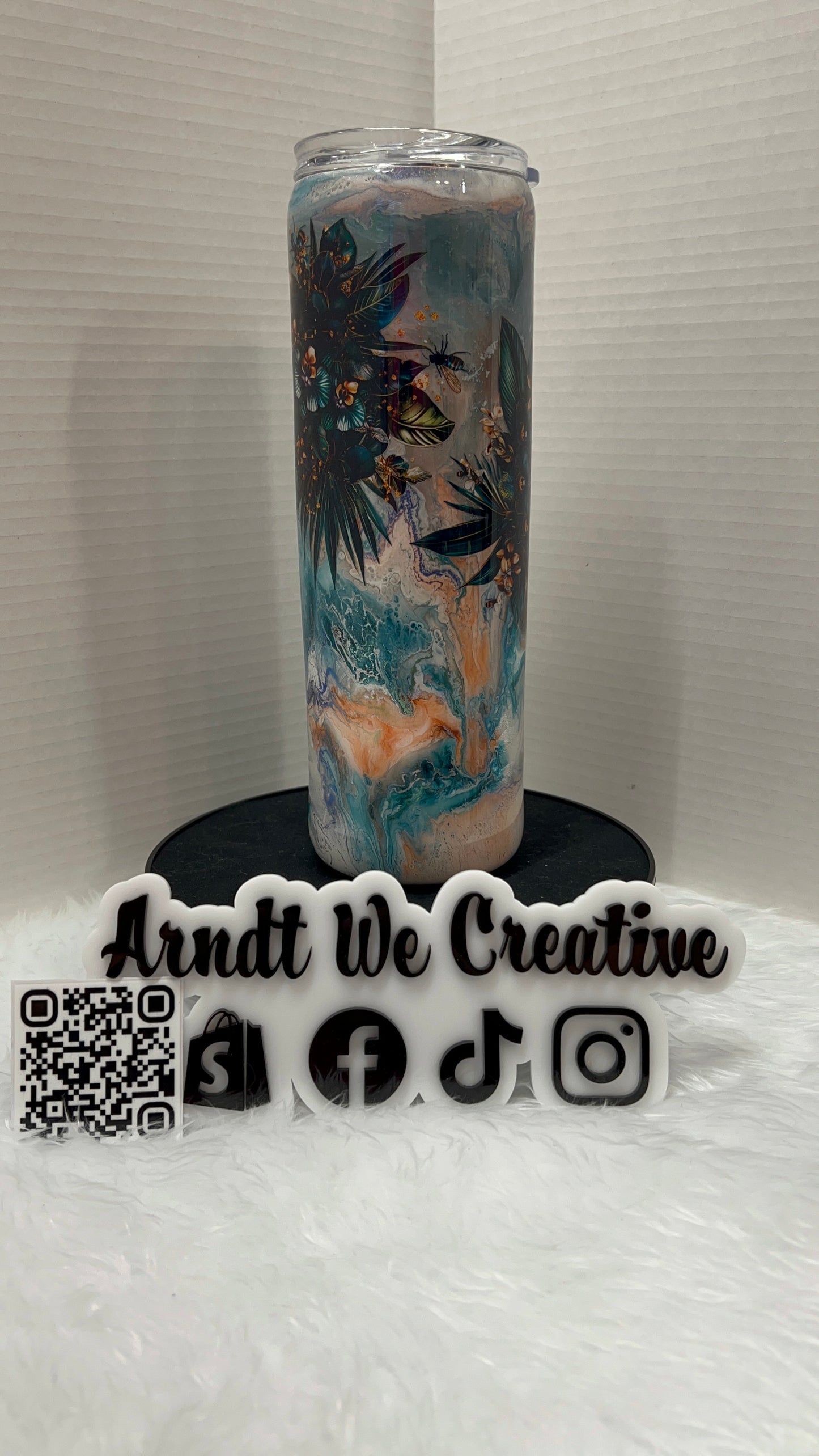 Ready to Ship - 30oz Skinny Tumbler (Ink Drop Floral)