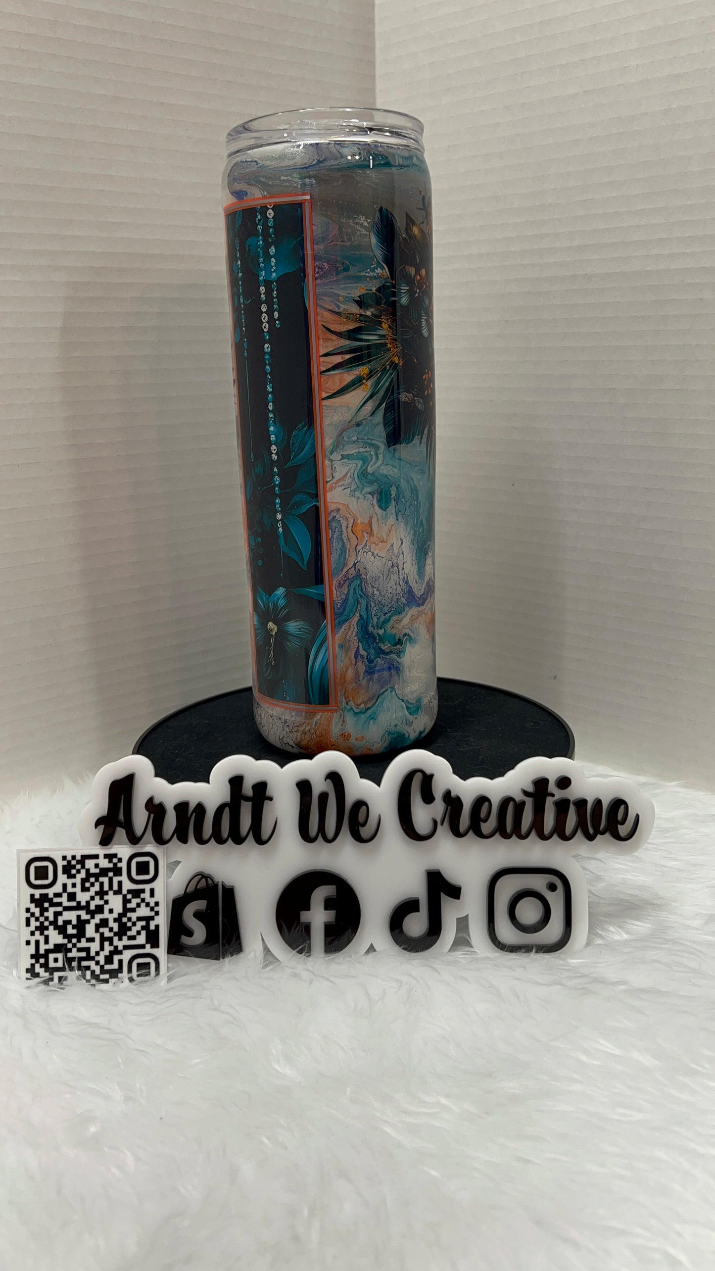 Ready to Ship - 30oz Skinny Tumbler (Ink Drop Floral)