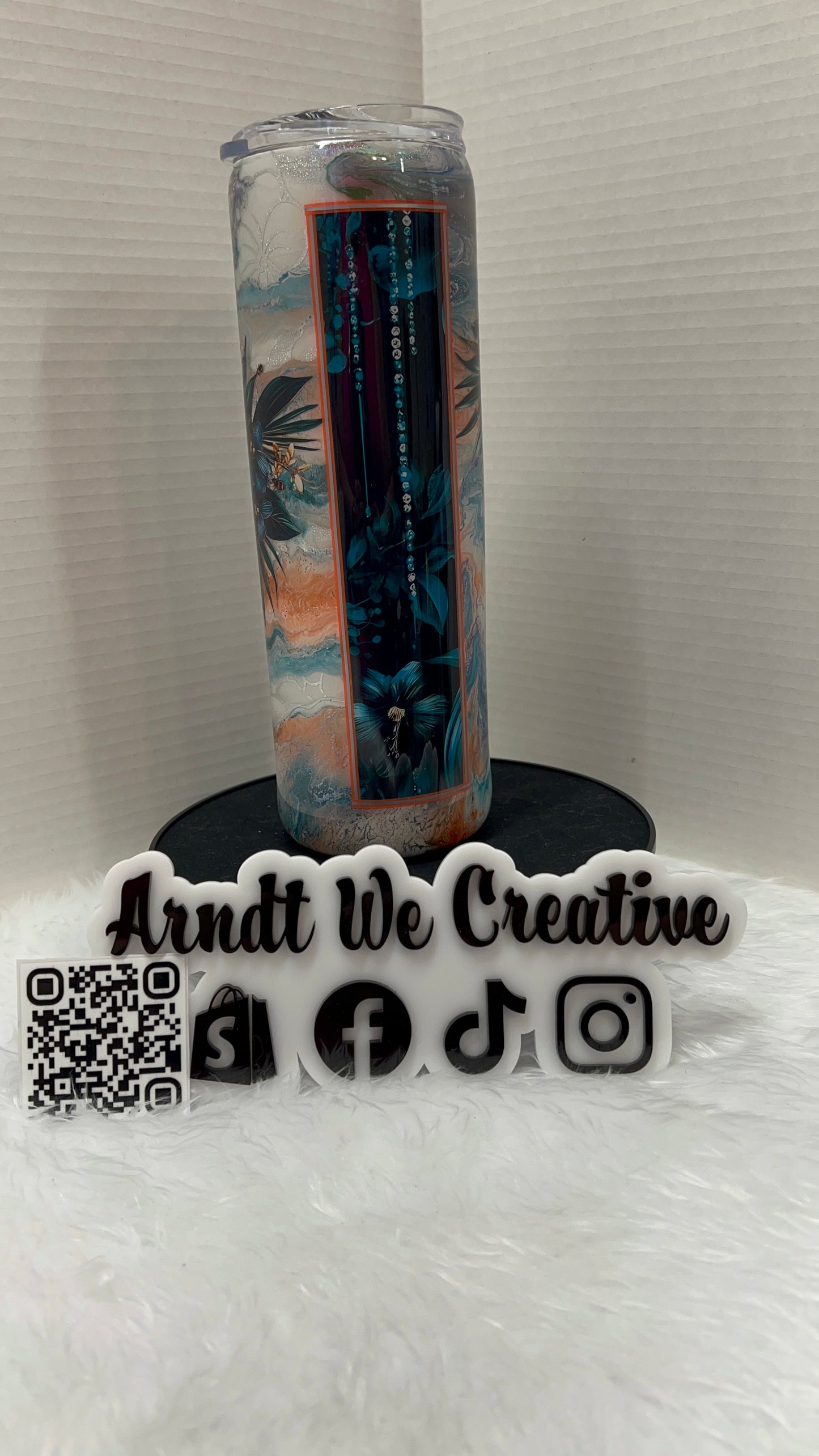 Ready to Ship - 30oz Skinny Tumbler (Ink Drop Floral)