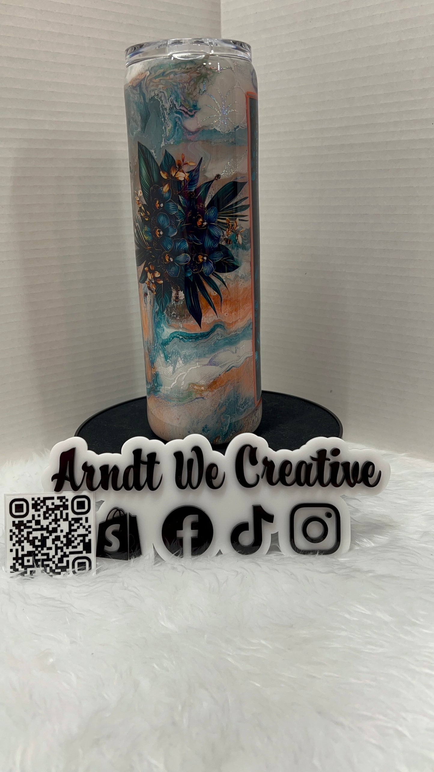 Ready to Ship - 30oz Skinny Tumbler (Ink Drop Floral)
