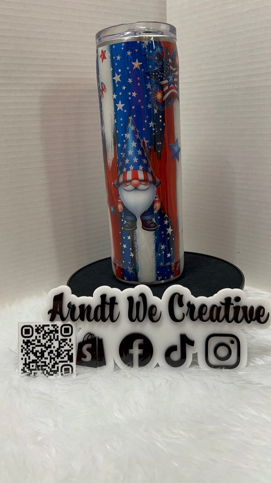 Ready to Ship - 30oz Skinny Tumbler (Woodgrain Patriotic)