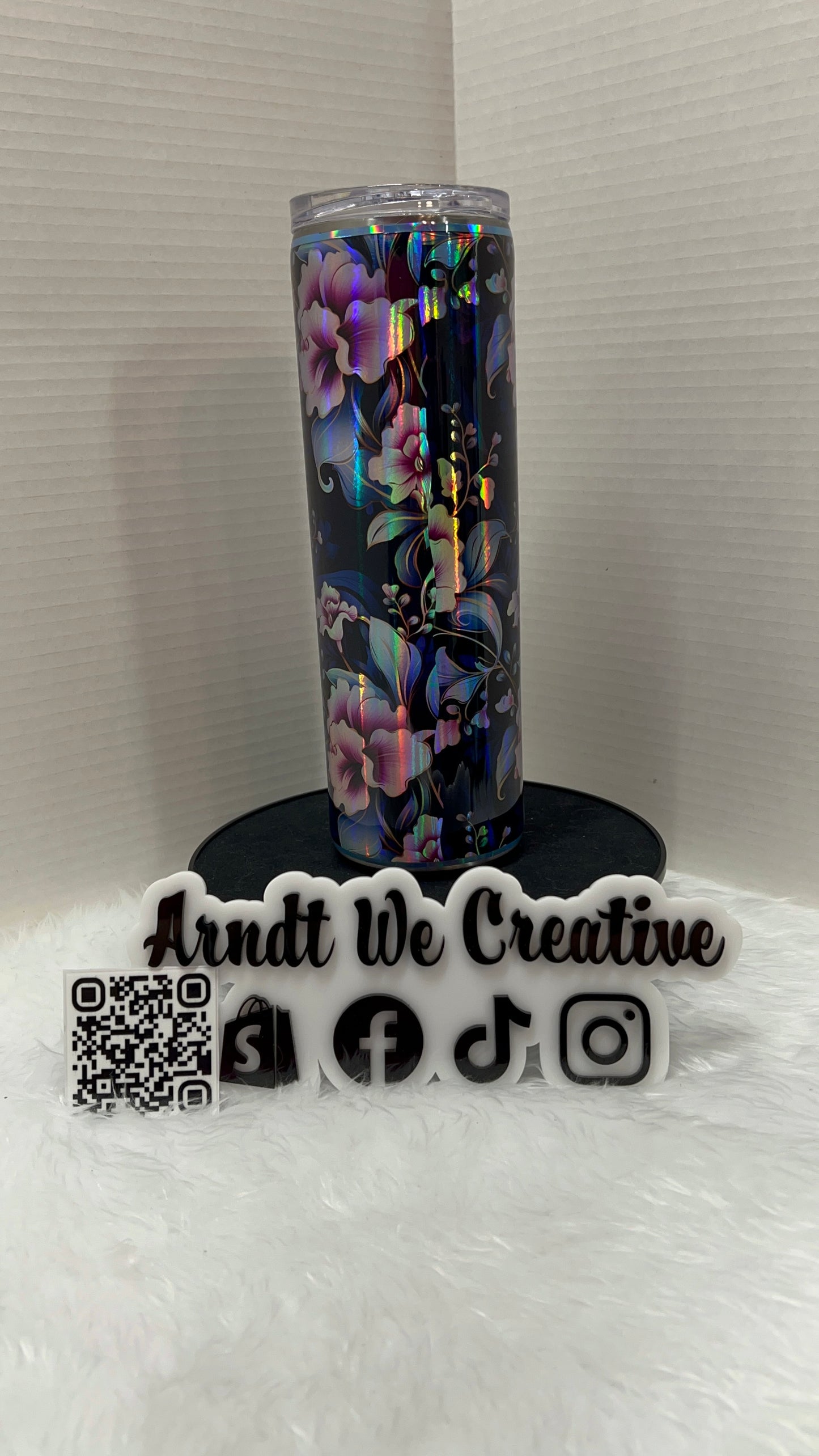 Ready to Ship - 30oz Skinny Tumbler (Holographic Floral)