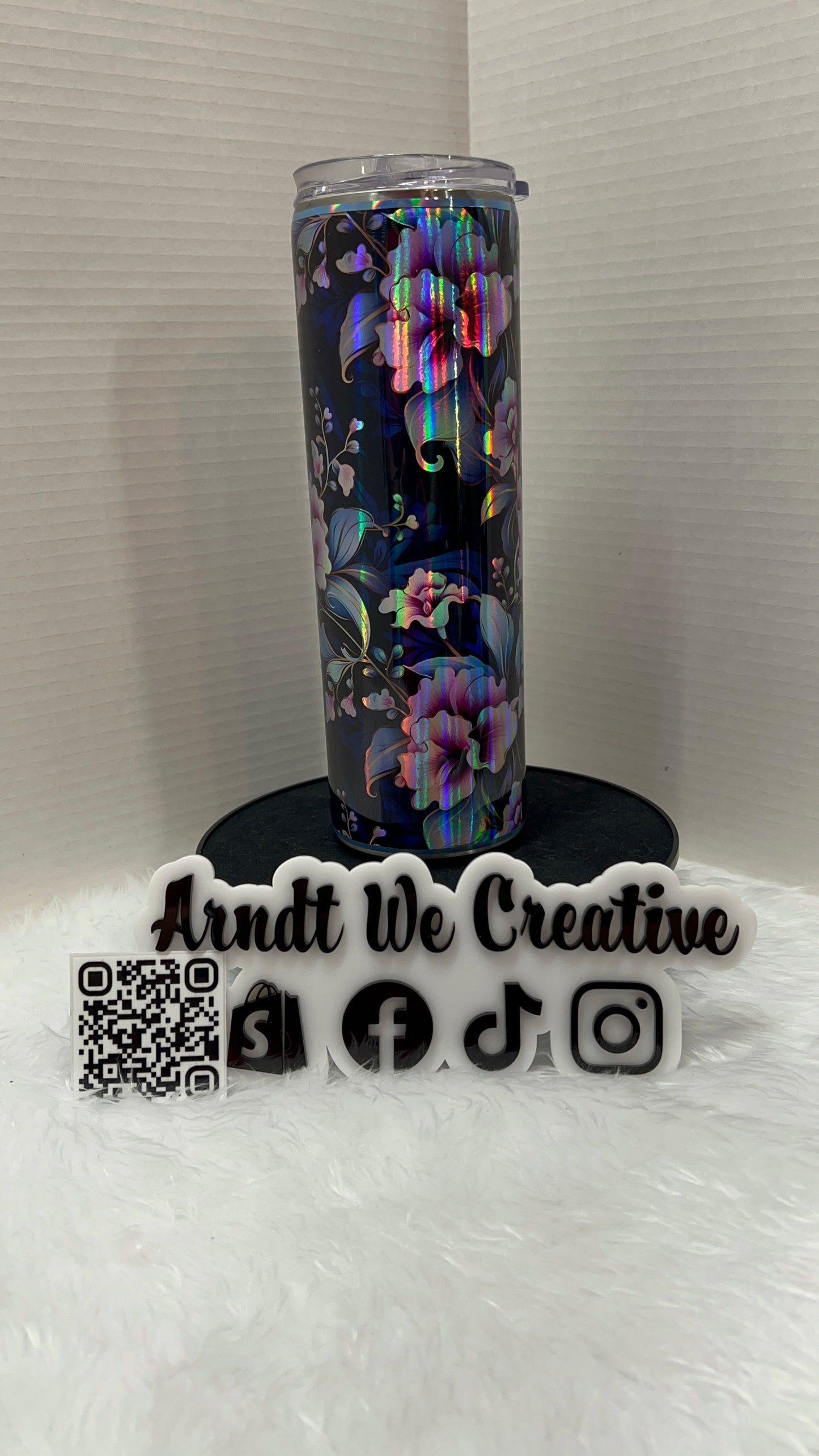 Ready to Ship - 30oz Skinny Tumbler (Holographic Floral)