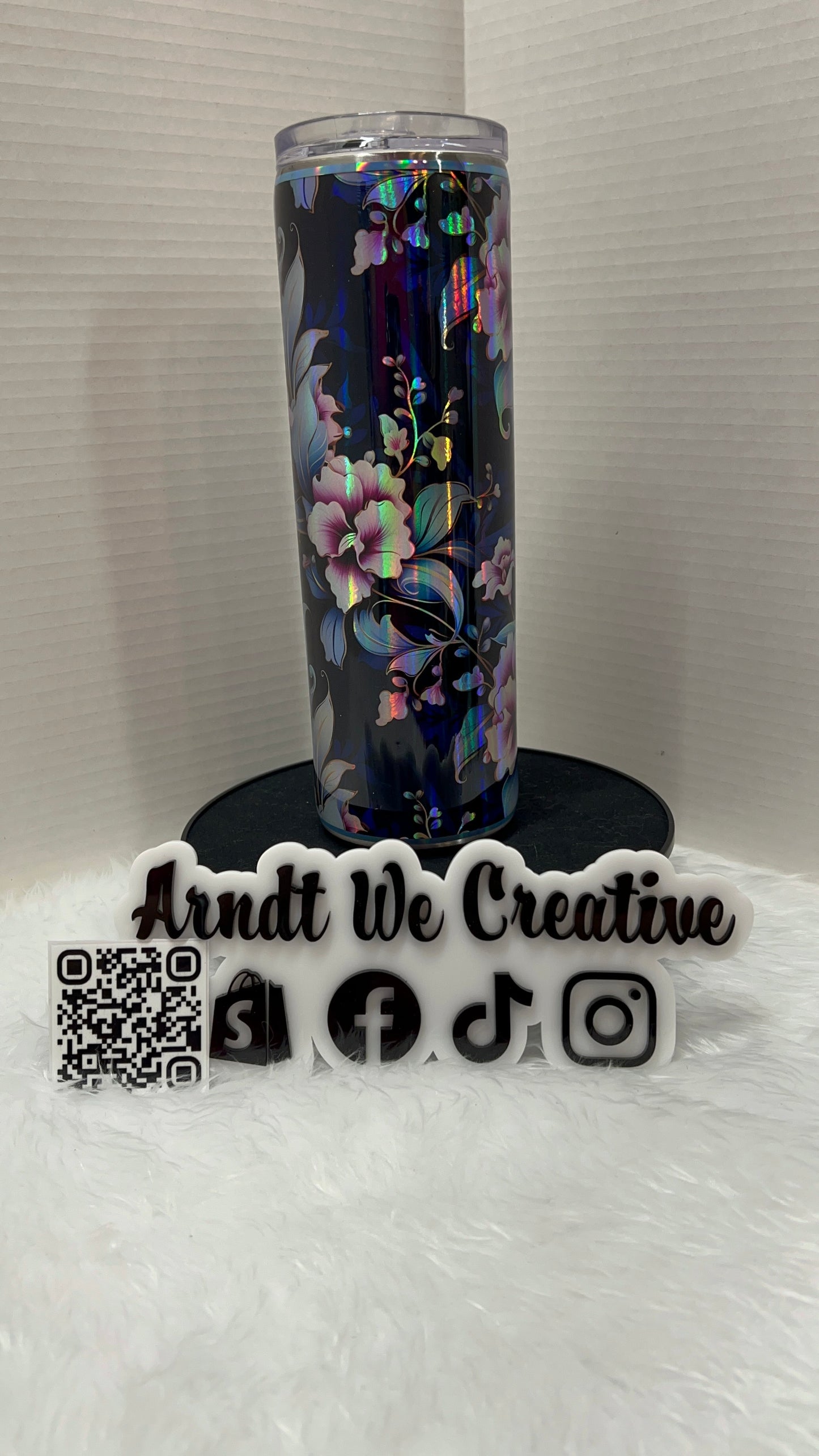 Ready to Ship - 30oz Skinny Tumbler (Holographic Floral)