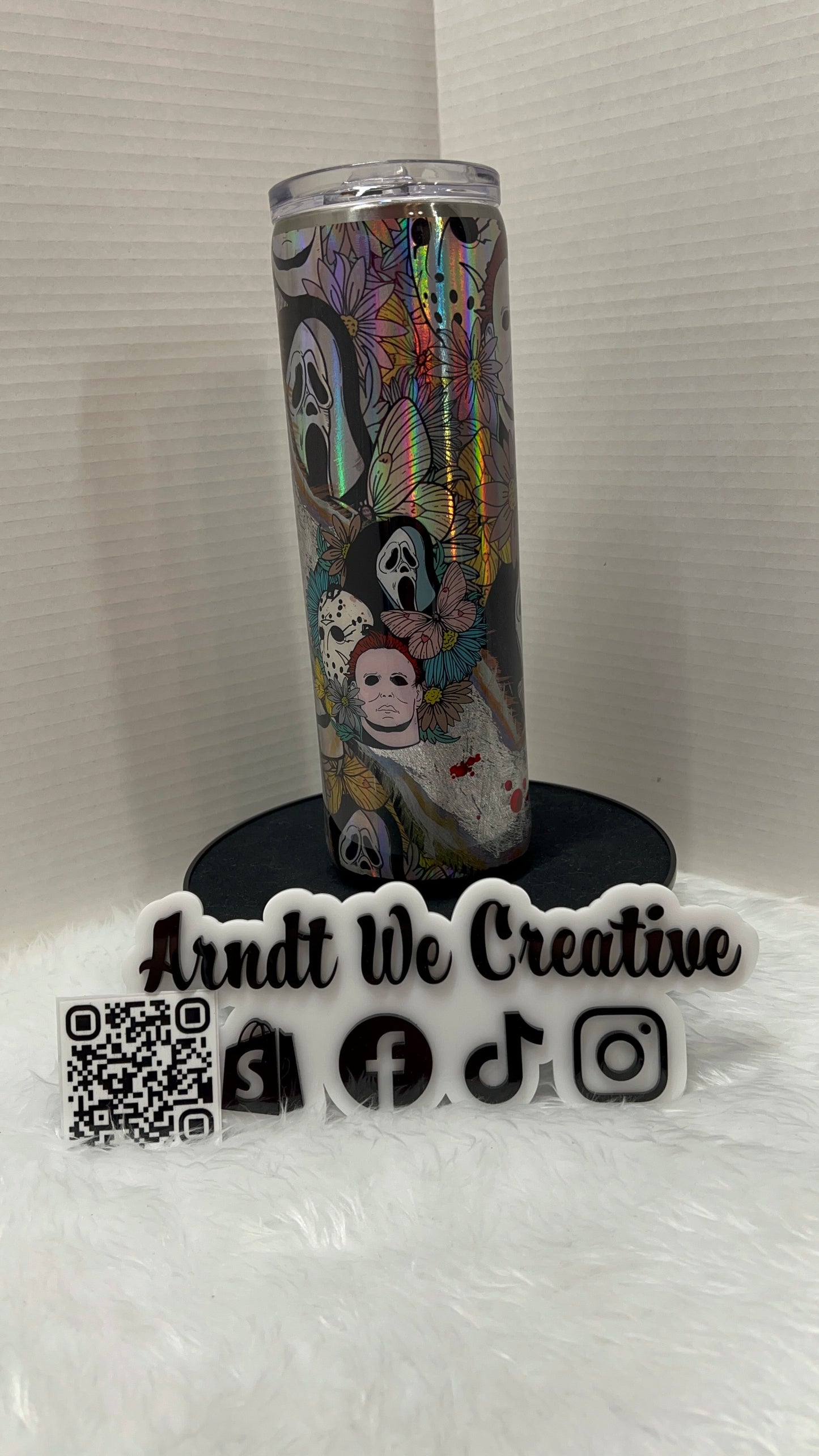 Ready to Ship - 30oz Skinny Tumbler (Halloween holographic)