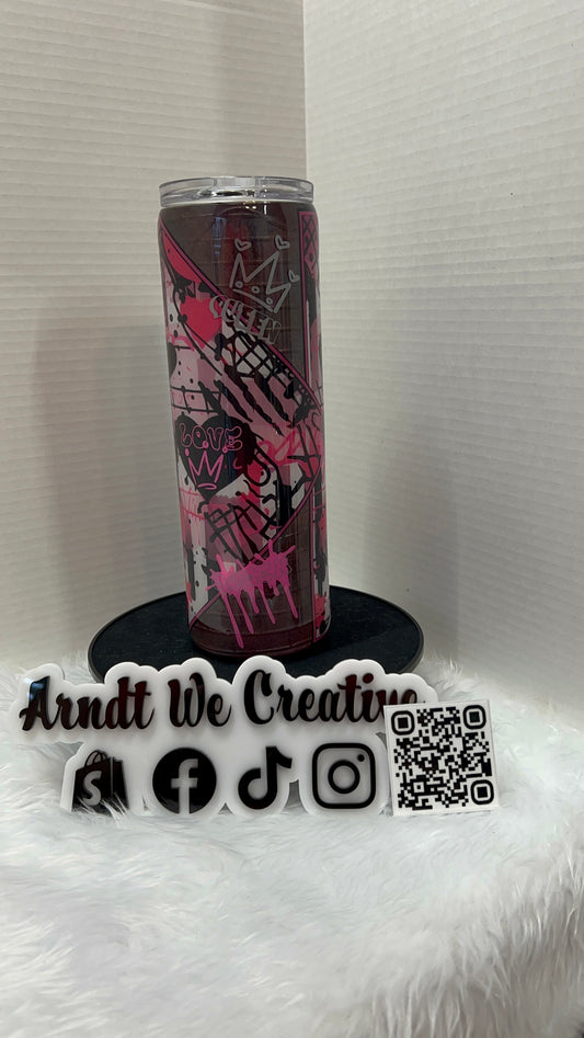 Ready to Ship - 30oz Skinny Tumbler (Pink & Black Graffiti)