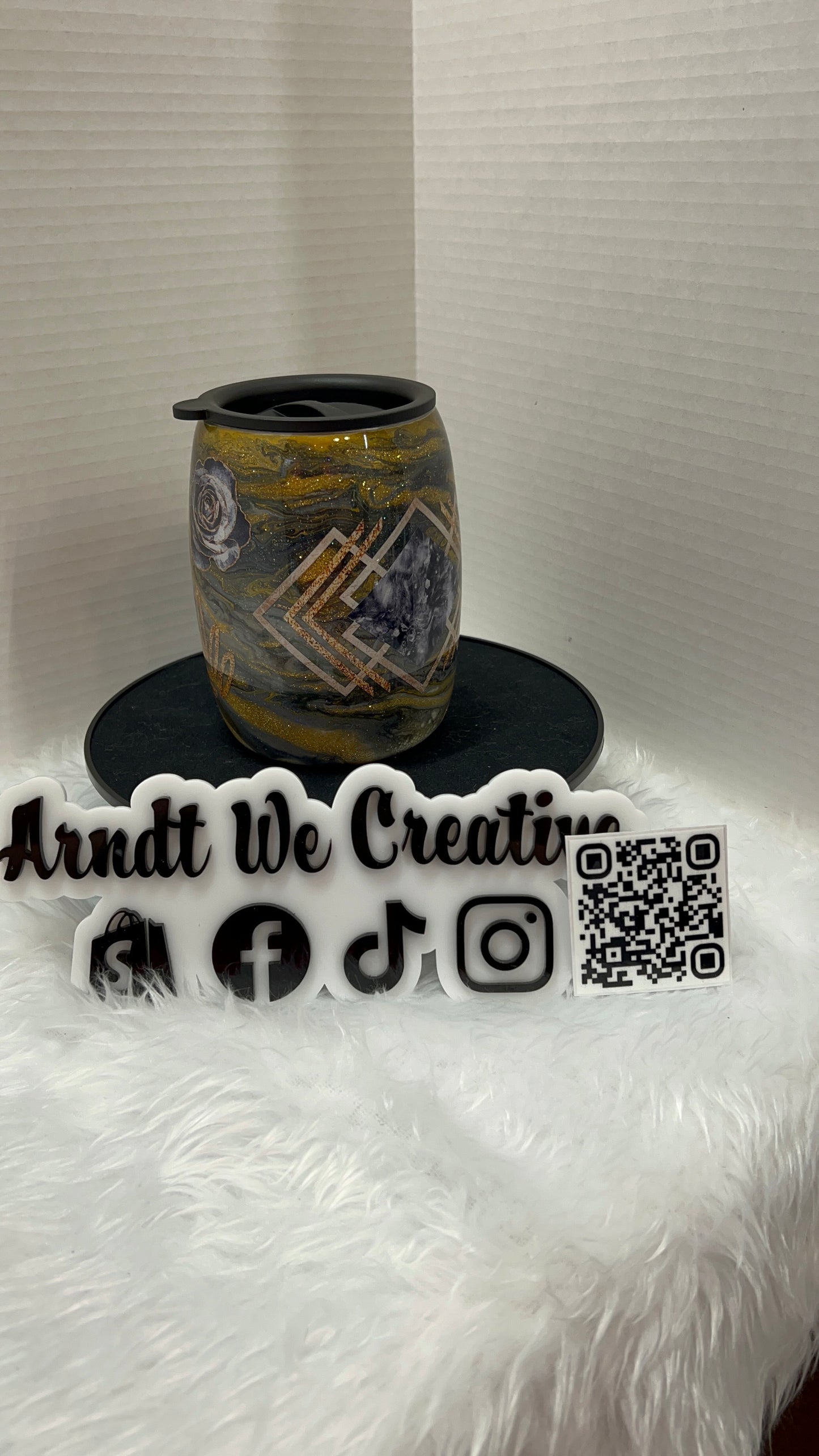 Ready to Ship - 14oz Coffee Mug (Alcohol Ink Gold Goddess)