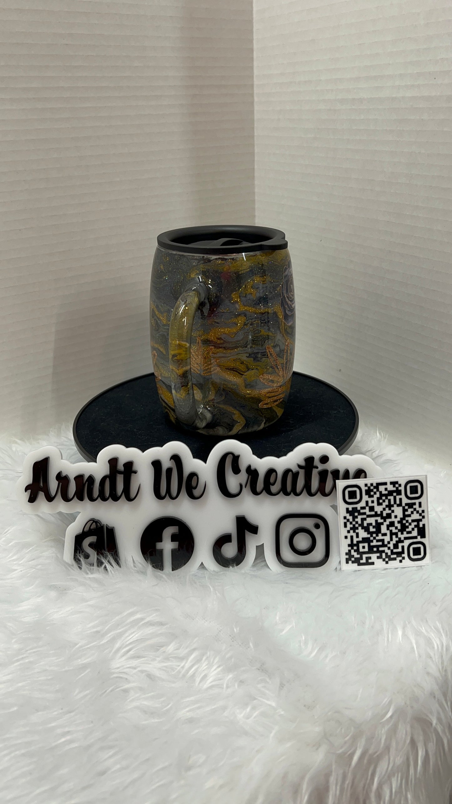 Ready to Ship - 14oz Coffee Mug (Alcohol Ink Gold Goddess)