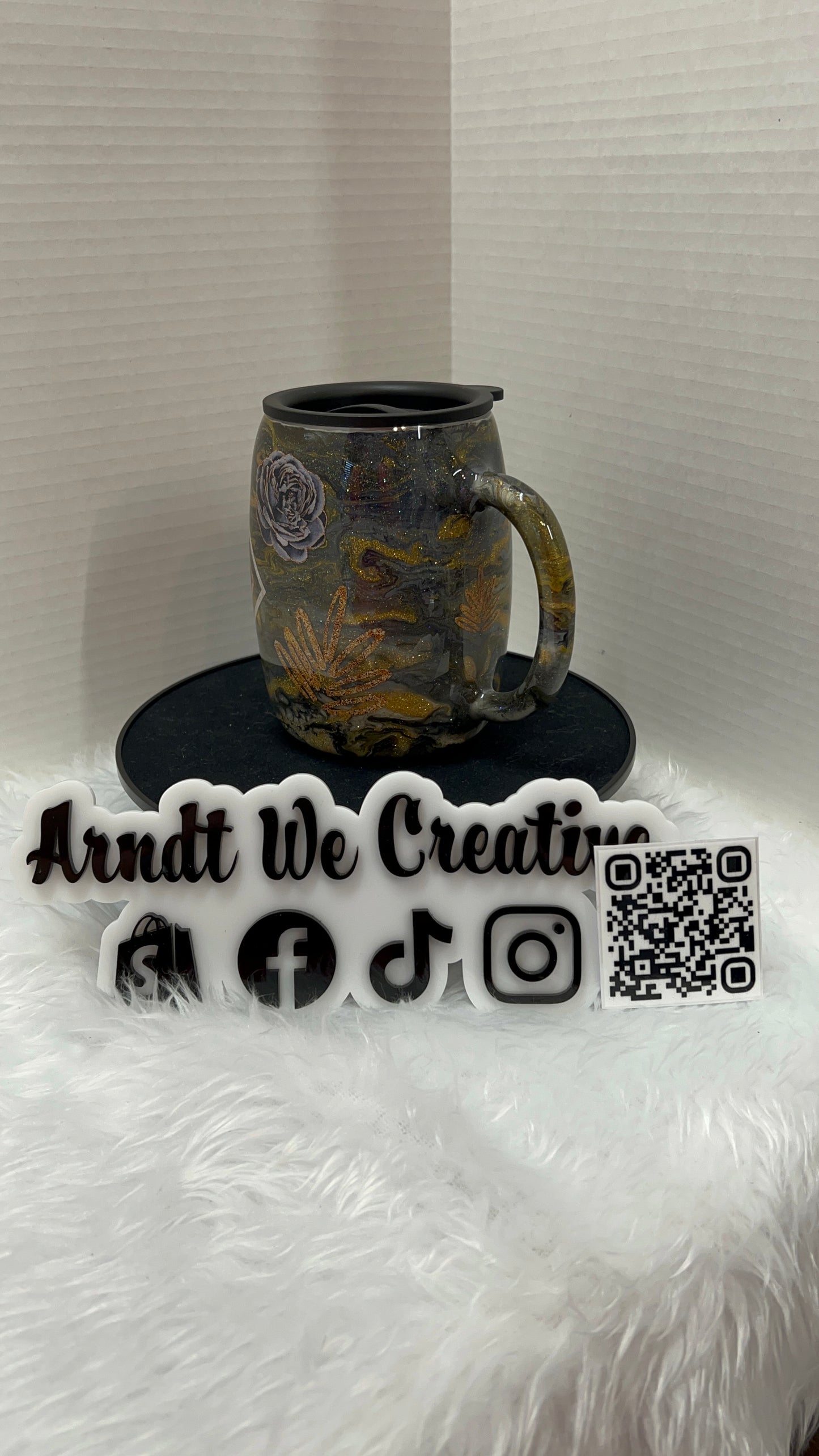 Ready to Ship - 14oz Coffee Mug (Alcohol Ink Gold Goddess)
