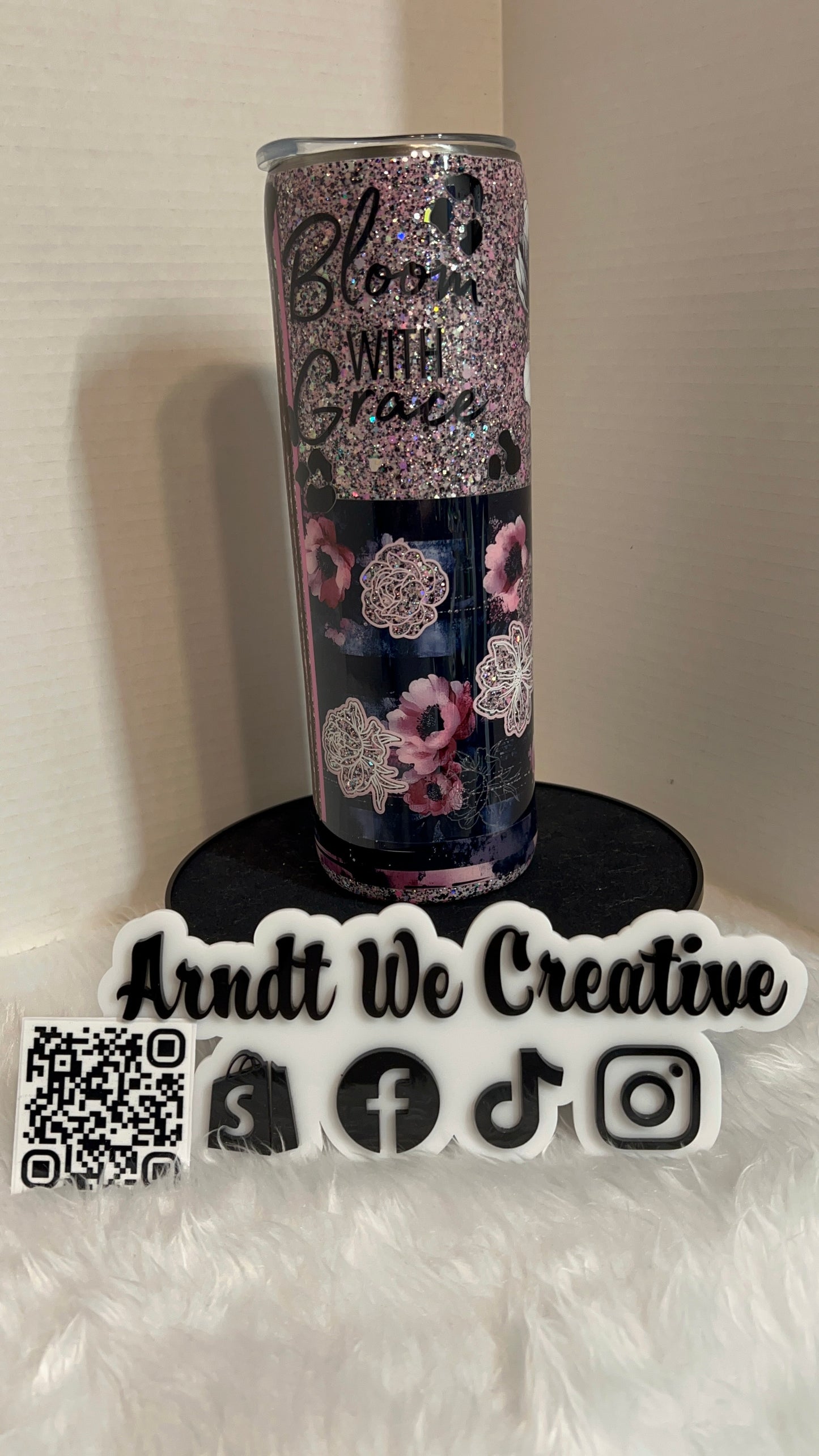 Ready to Ship - 30oz Skinny Tumbler (Multimedia Pink - Bloom with Grace)