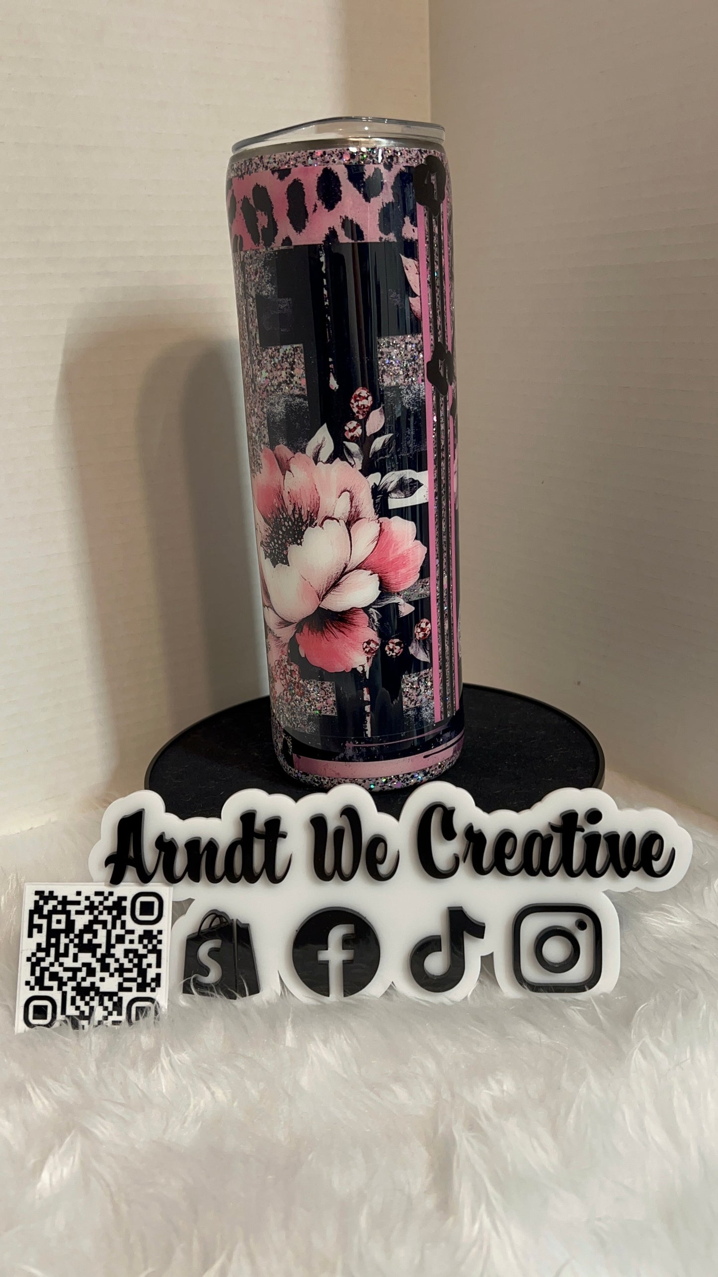 Ready to Ship - 30oz Skinny Tumbler (Multimedia Pink - Bloom with Grace)