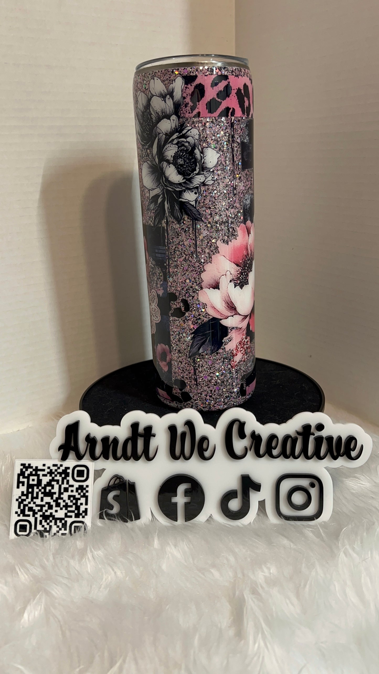 Ready to Ship - 30oz Skinny Tumbler (Multimedia Pink - Bloom with Grace)