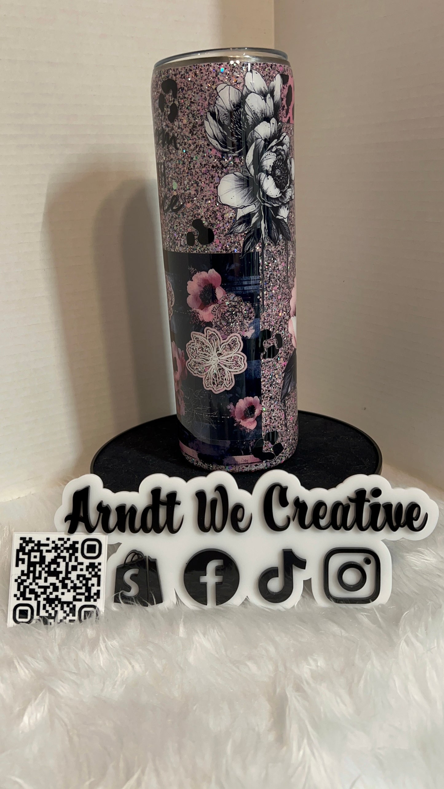 Ready to Ship - 30oz Skinny Tumbler (Multimedia Pink - Bloom with Grace)
