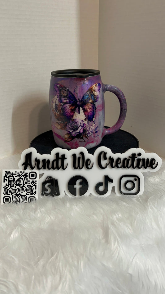 Ready to Ship - 14oz Coffee Mug (Purple Butterfly)