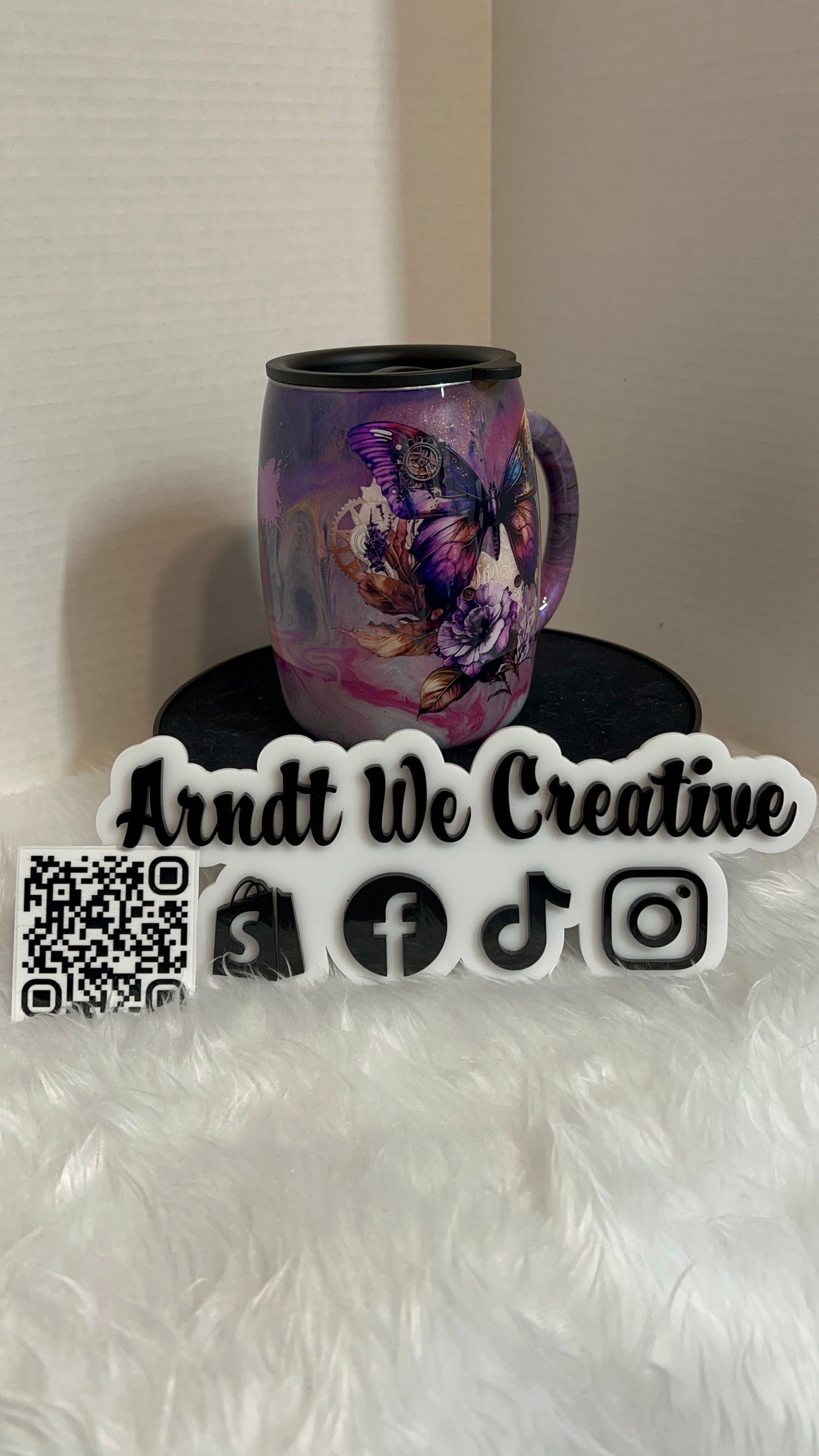 Ready to Ship - 14oz Coffee Mug (Purple Butterfly)