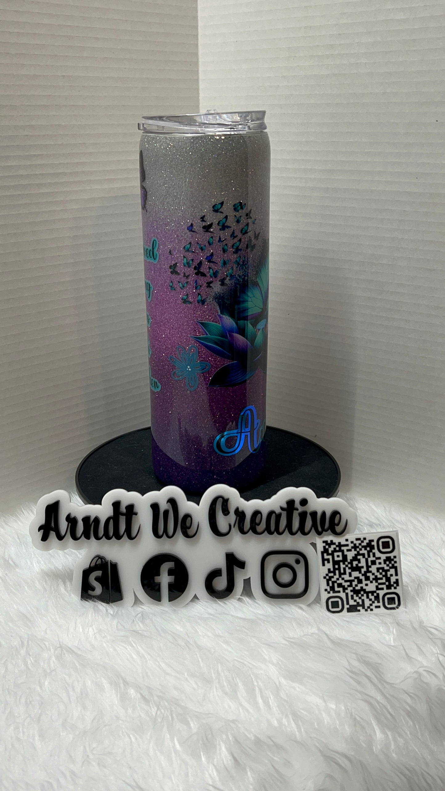 Ready to Ship - 30oz Skinny Tumbler (Purple ombre with butterfly)