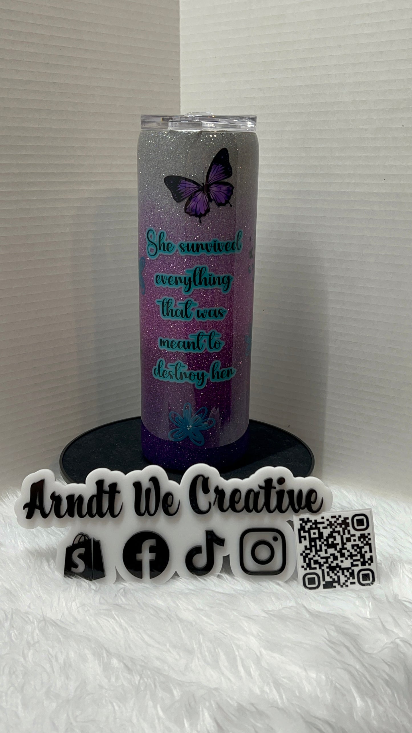 Ready to Ship - 30oz Skinny Tumbler (Purple ombre with butterfly)