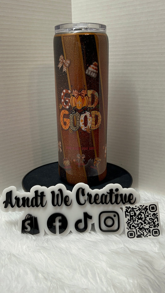 Ready to Ship - 30oz Skinny Tumbler (Double Ombre God is Good)