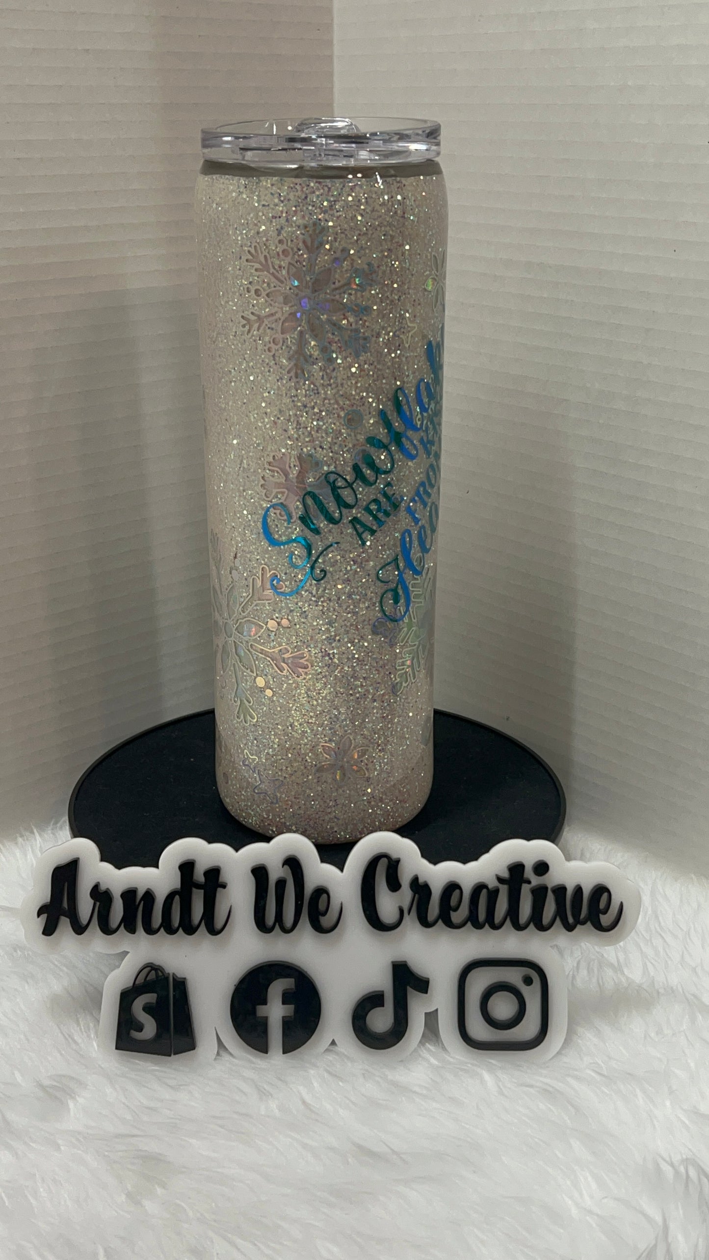 Ready to Ship - 30oz Skinny Tumbler (Snowflakes Are Kisses From Heaven)