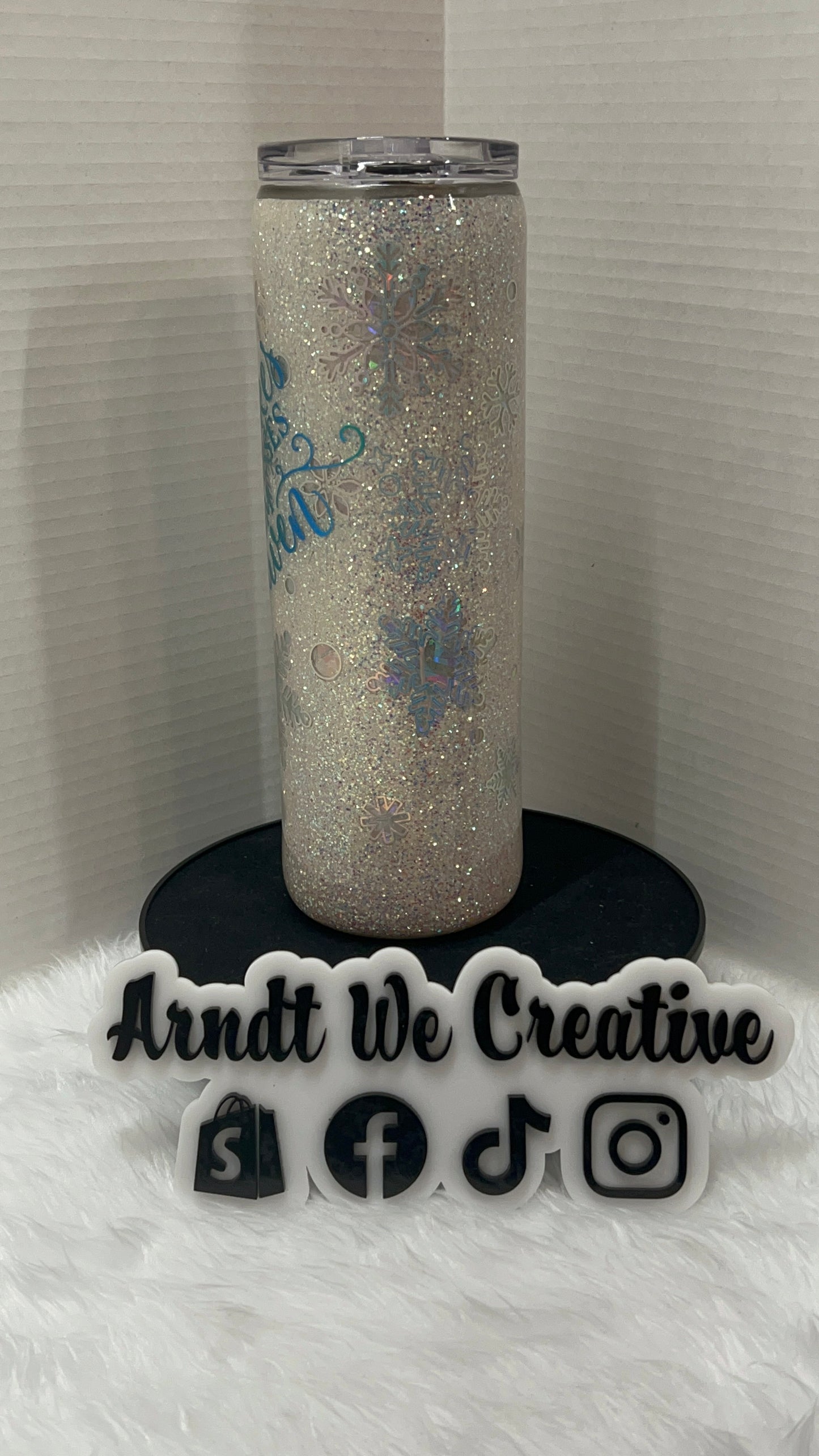 Ready to Ship - 30oz Skinny Tumbler (Snowflakes Are Kisses From Heaven)