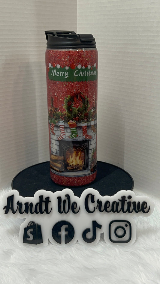 Ready to Ship - 18oz Tumbler (Red Glitter Vintage Christmas)