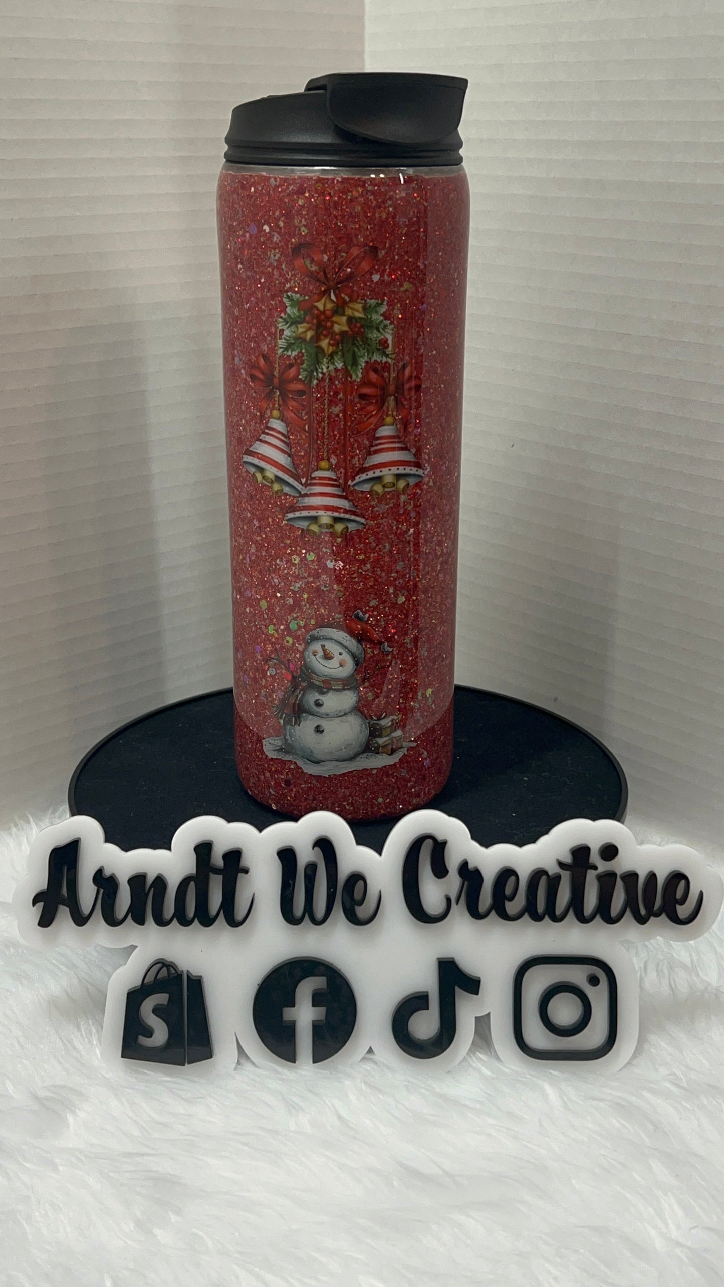 Ready to Ship - 18oz Tumbler (Red Glitter Vintage Christmas)