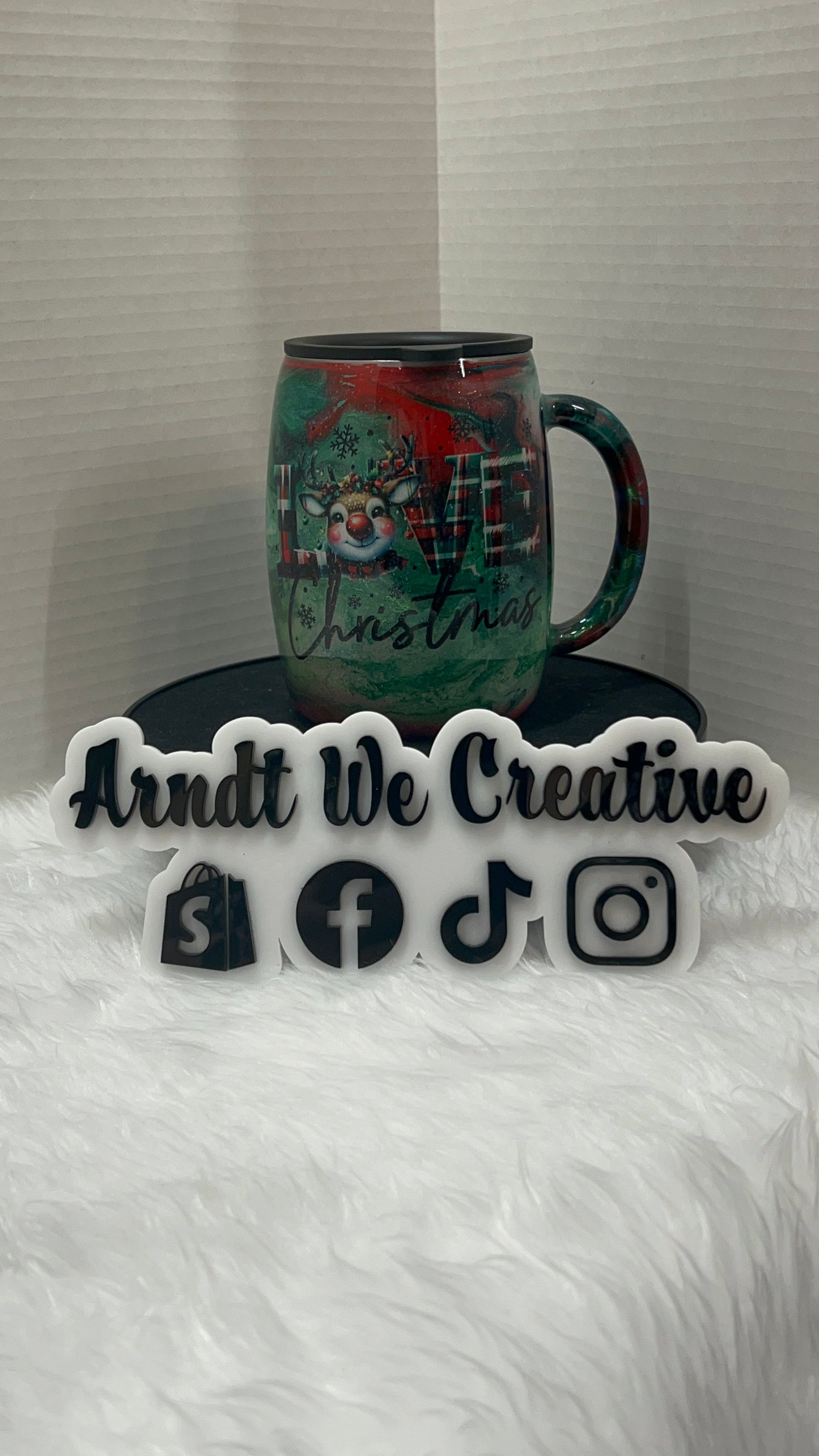 Ready to Ship - 14oz Coffee Mug (Red & Green Ink - Love Christmas)