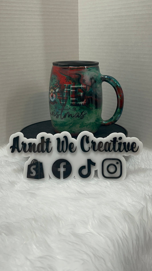 Ready to Ship - 14oz Coffee Mug (Red & Green Ink - Love Christmas)