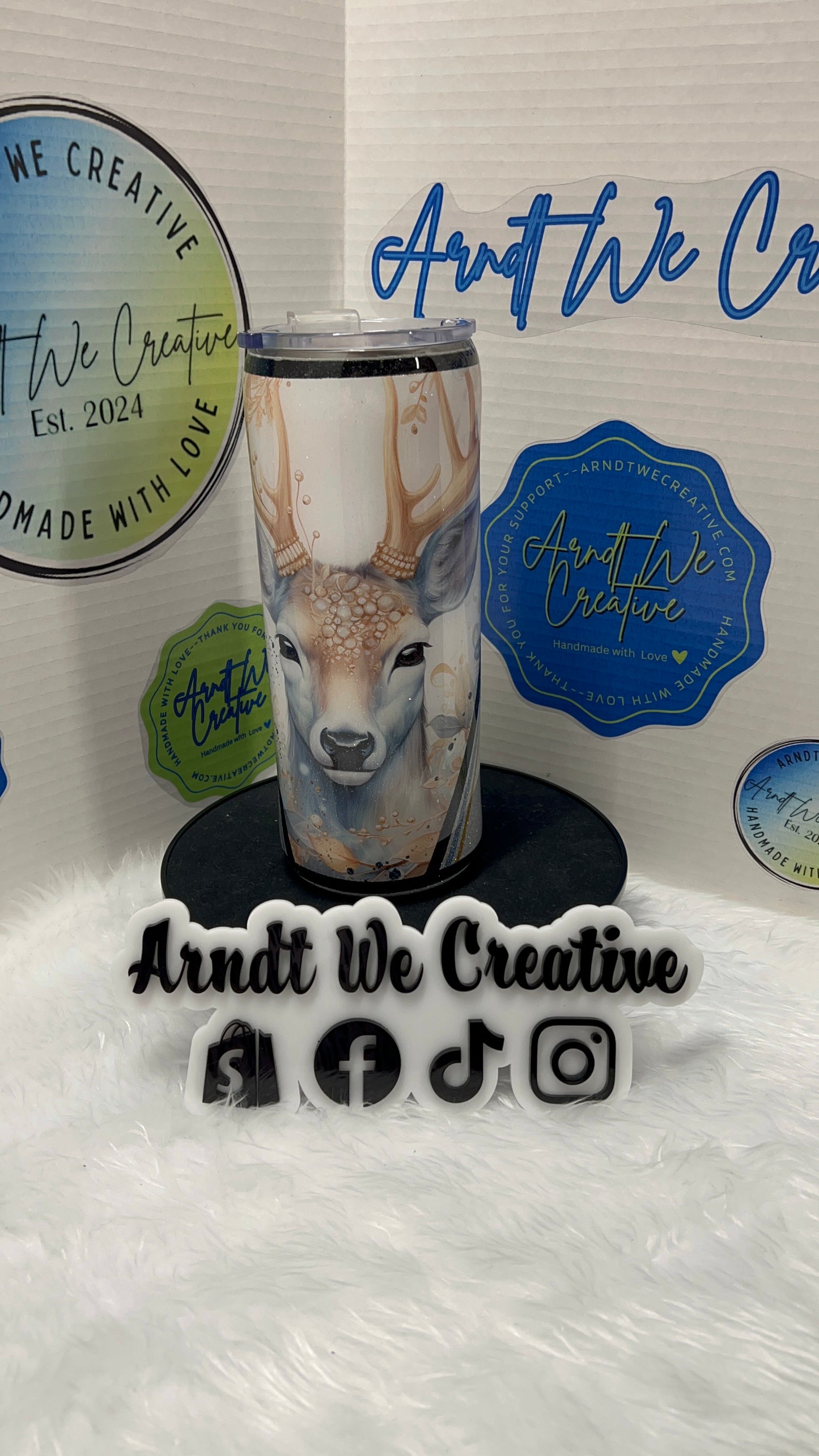 Ready to Ship - 25oz Skinny Tumbler (Silver Deer)