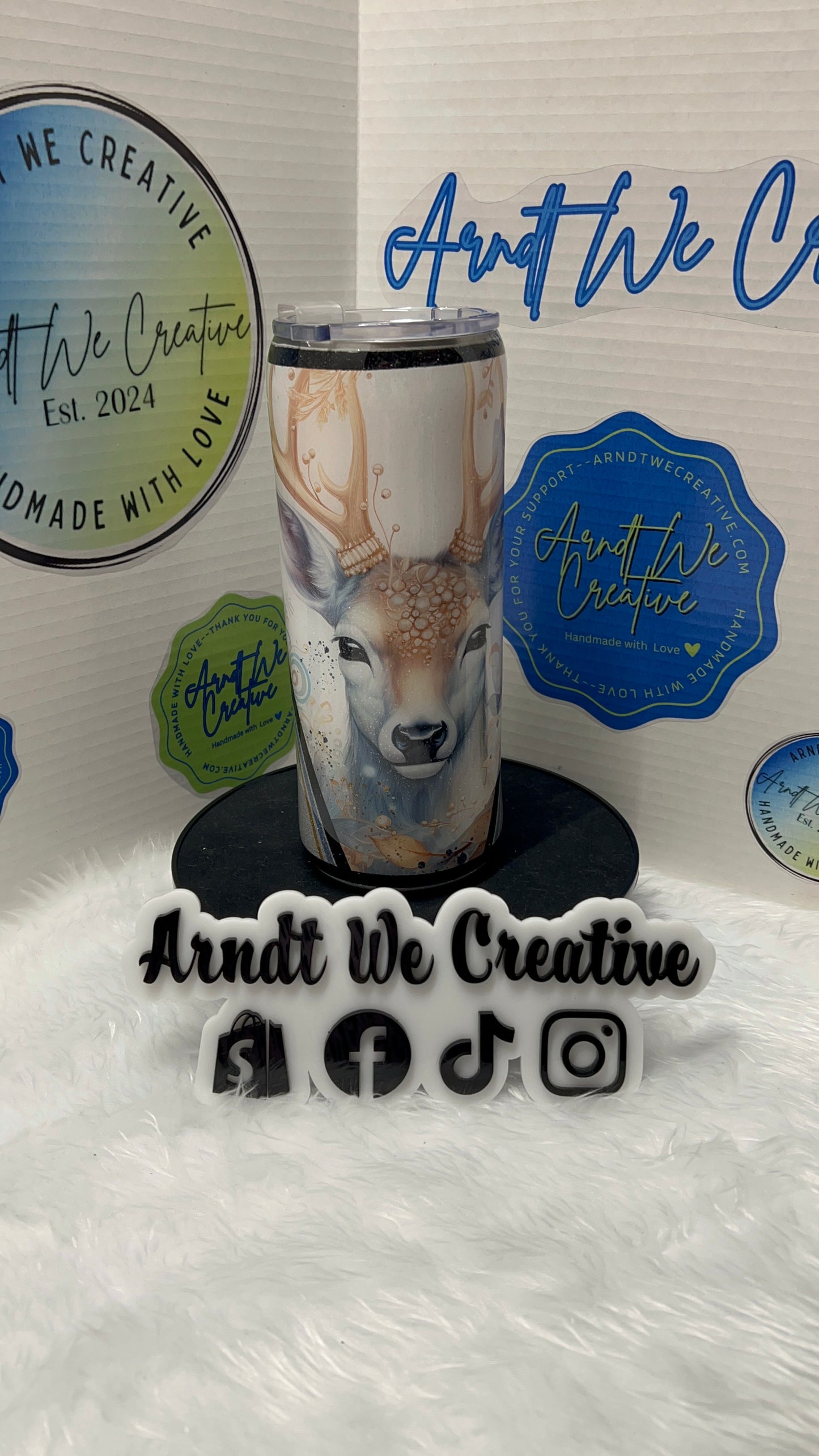 Ready to Ship - 25oz Skinny Tumbler (Silver Deer)