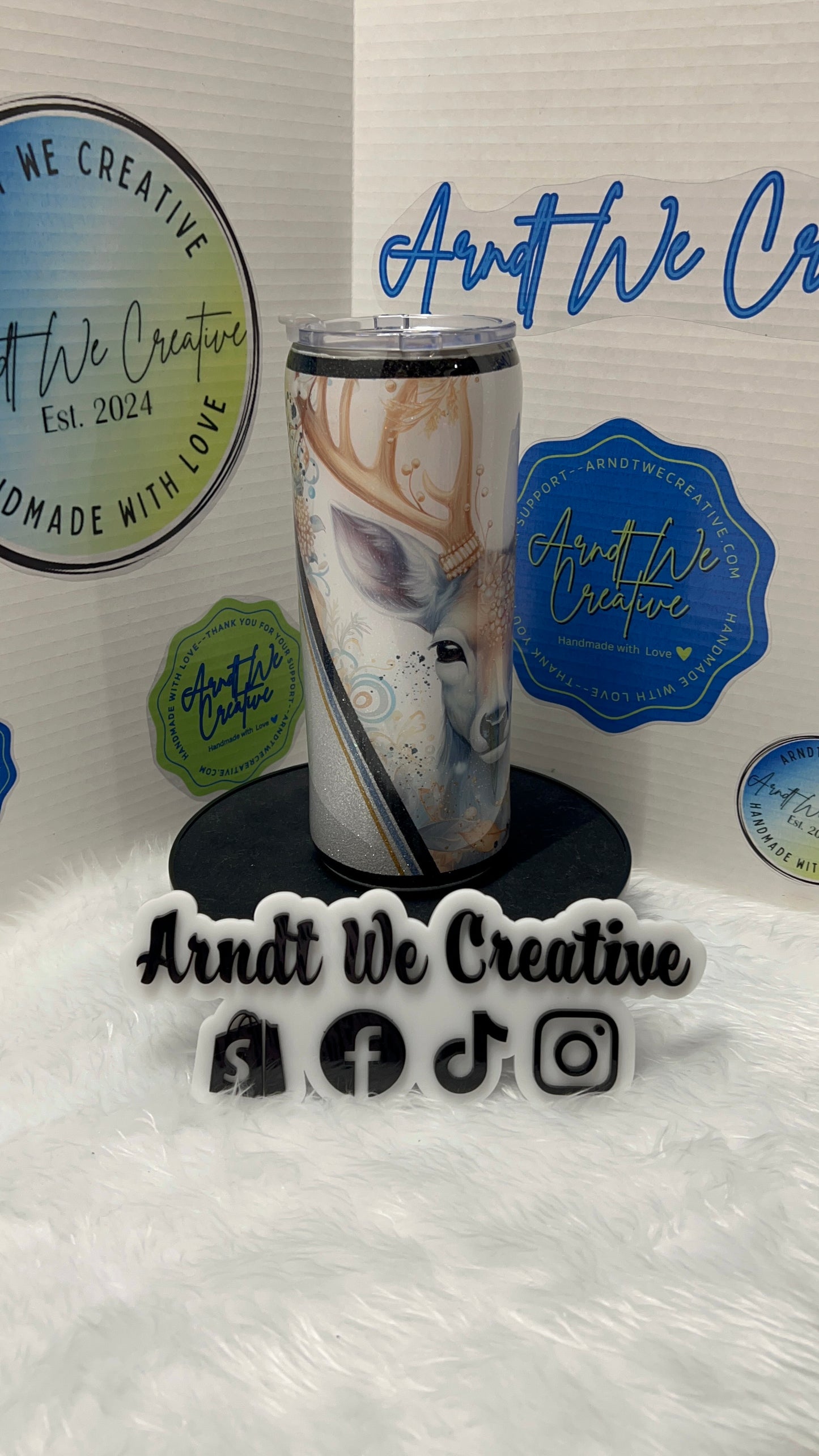 Ready to Ship - 25oz Skinny Tumbler (Silver Deer)