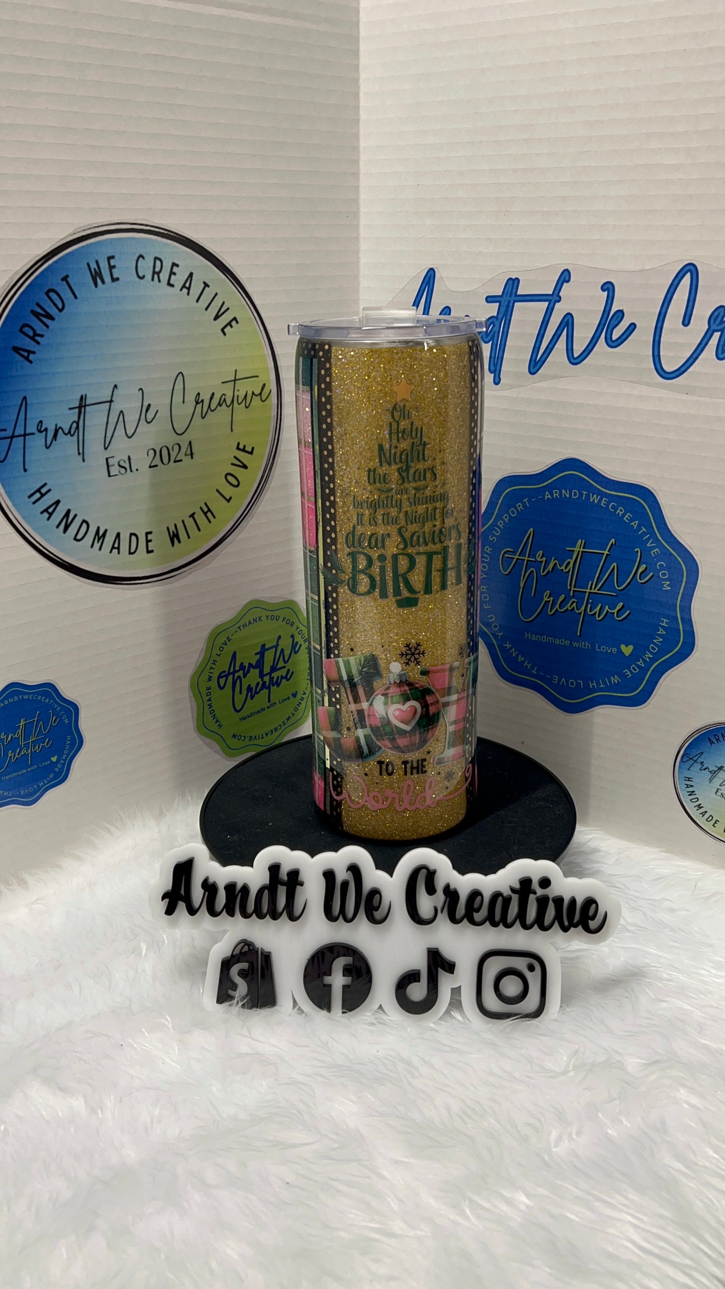 Ready to Ship - 30oz Skinny Tumbler (Pink & Green Checker Christmas)