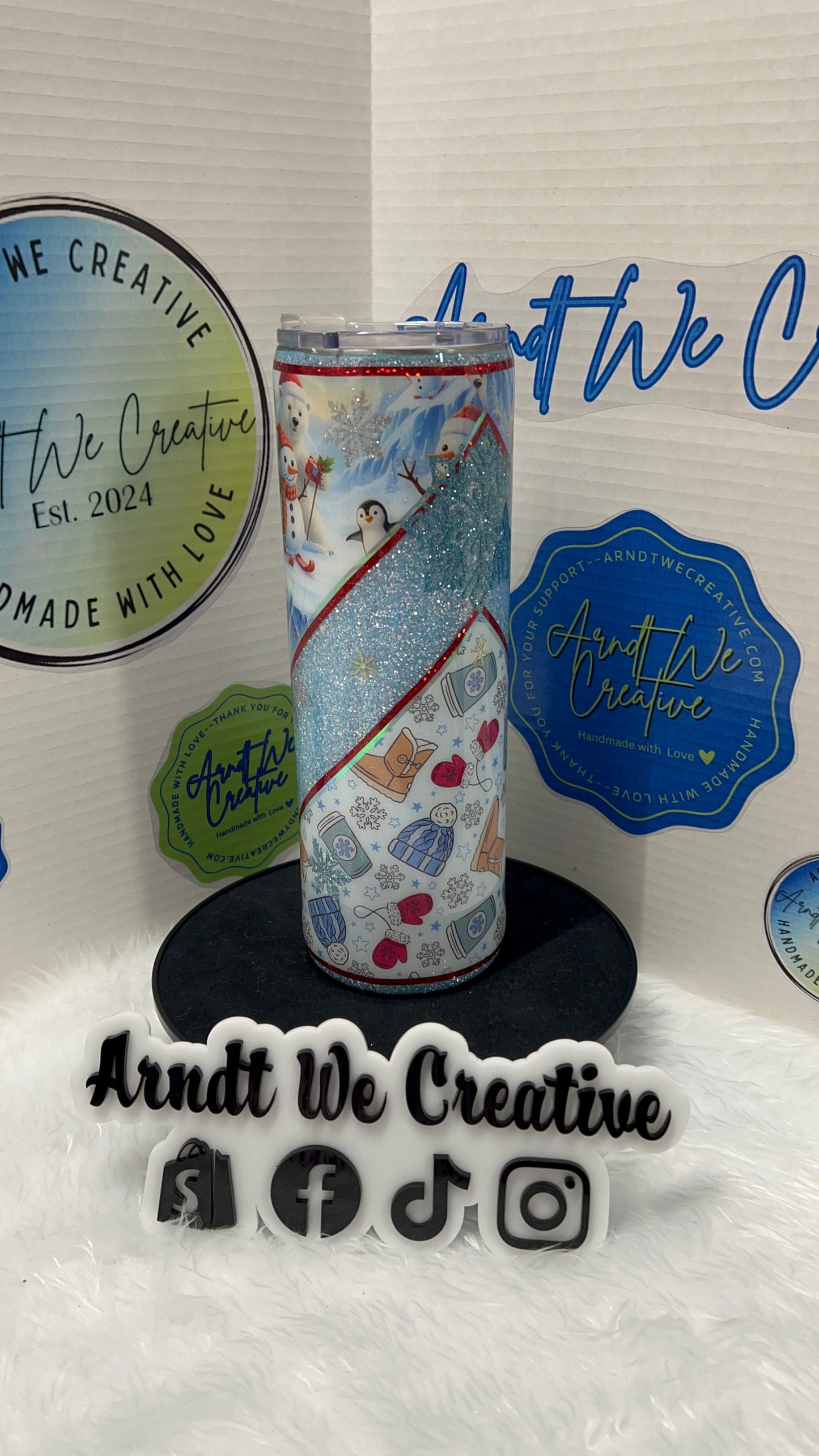 Ready to Ship - 30oz Skinny Tumbler (Blue Polar Bears)