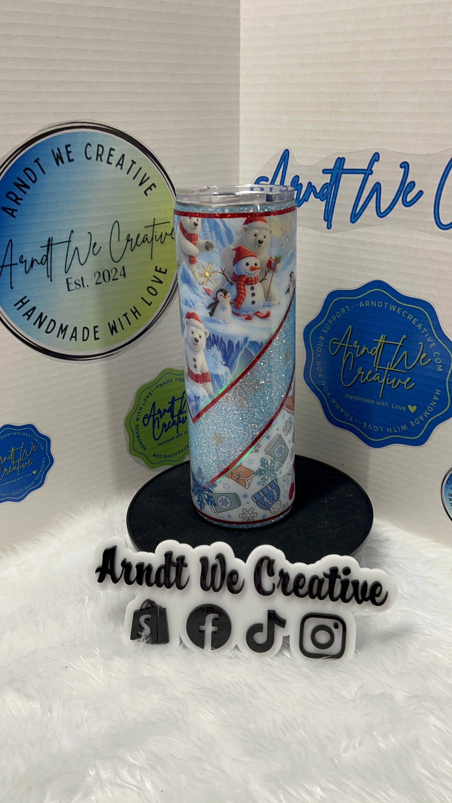 Ready to Ship - 30oz Skinny Tumbler (Blue Polar Bears)