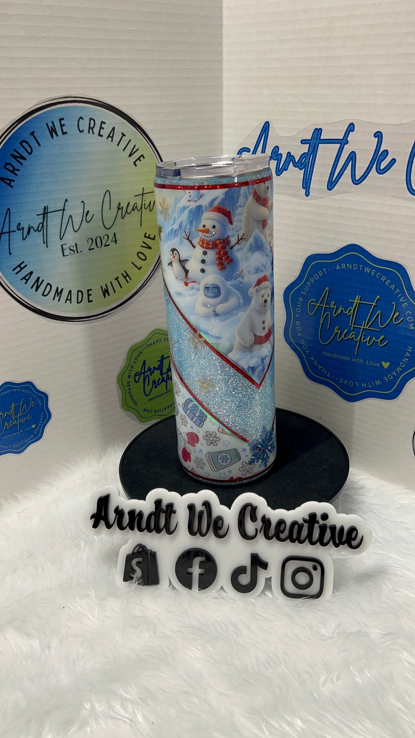 Ready to Ship - 30oz Skinny Tumbler (Blue Polar Bears)