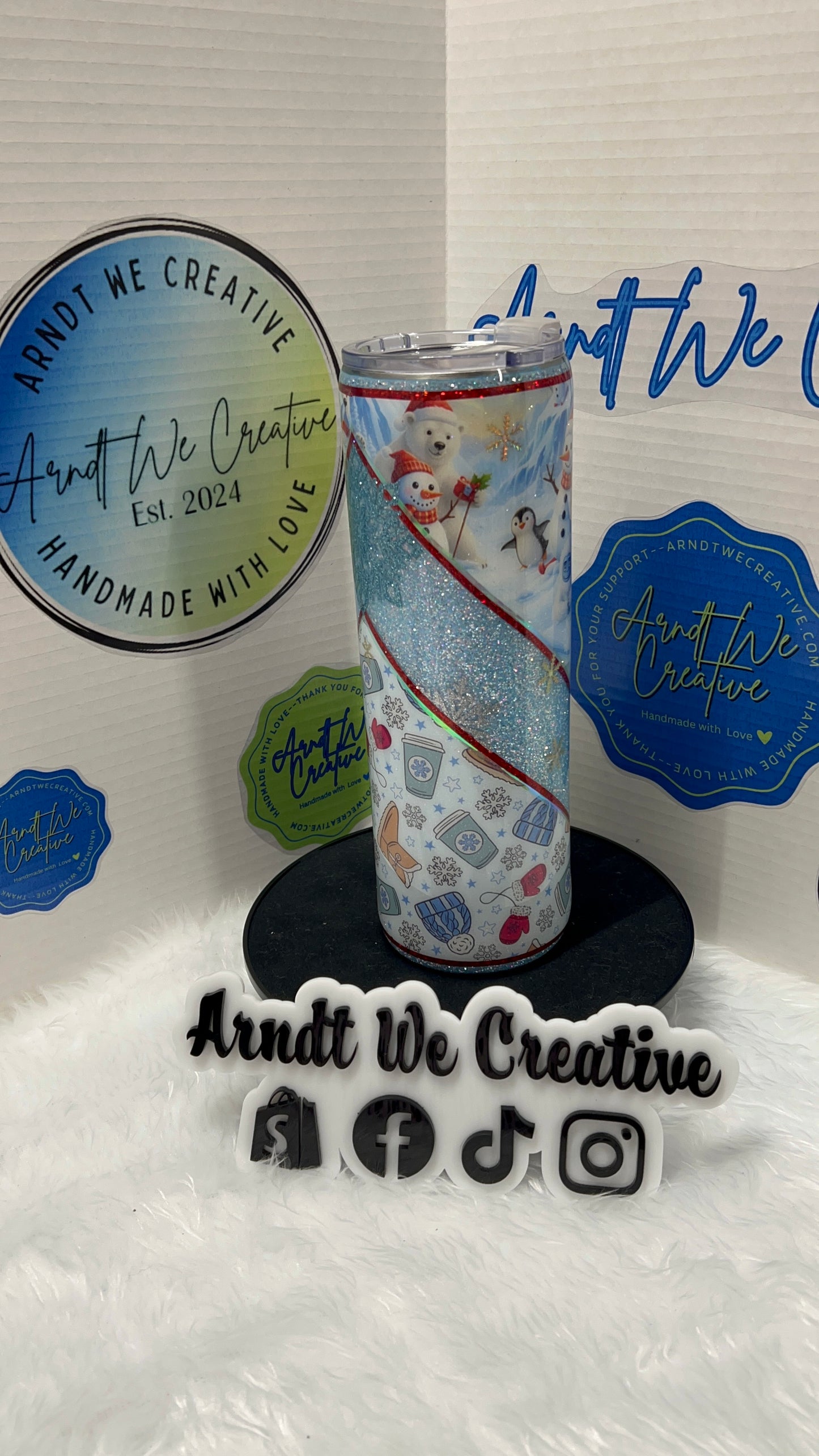 Ready to Ship - 30oz Skinny Tumbler (Blue Polar Bears)