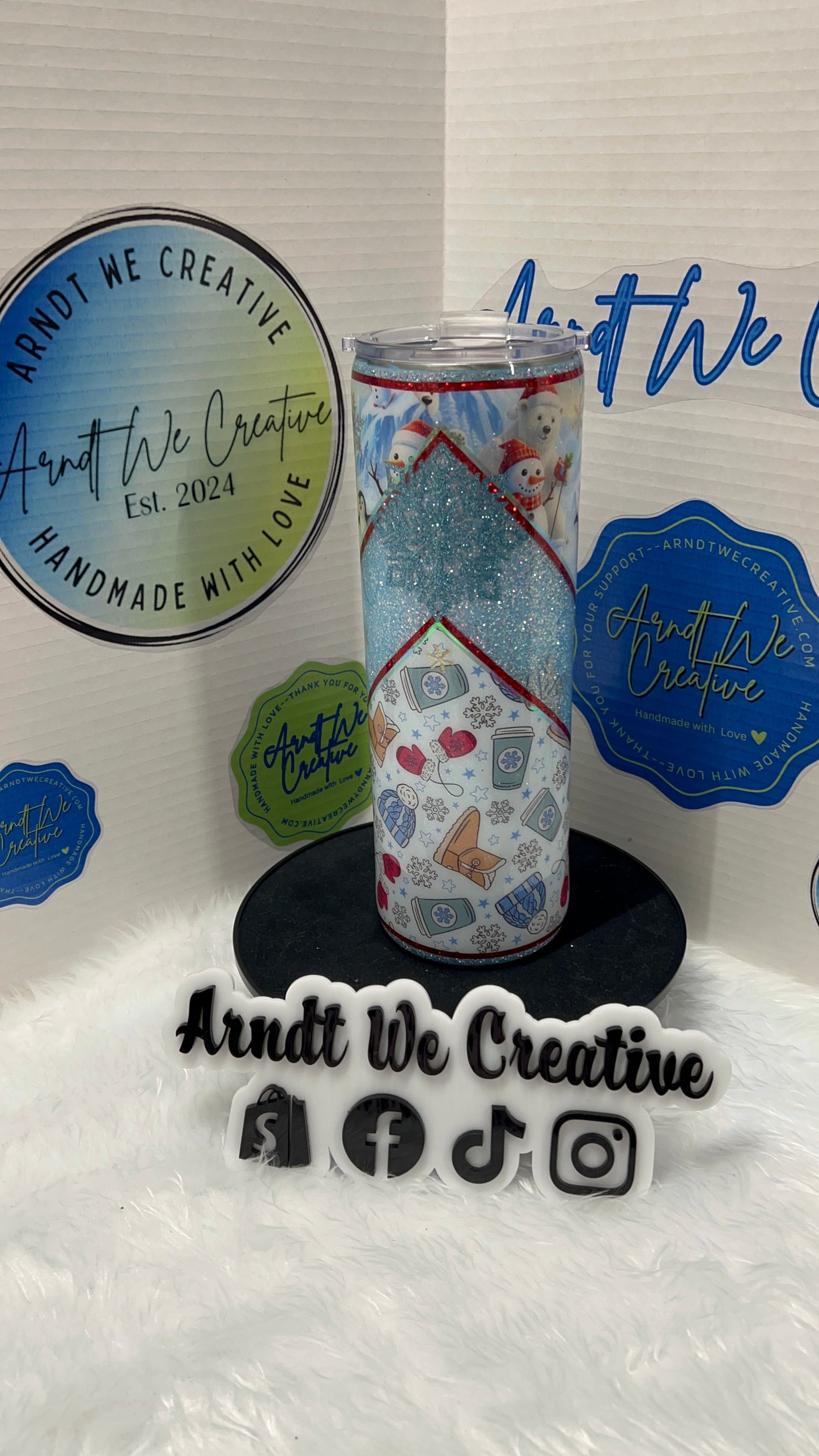 Ready to Ship - 30oz Skinny Tumbler (Blue Polar Bears)